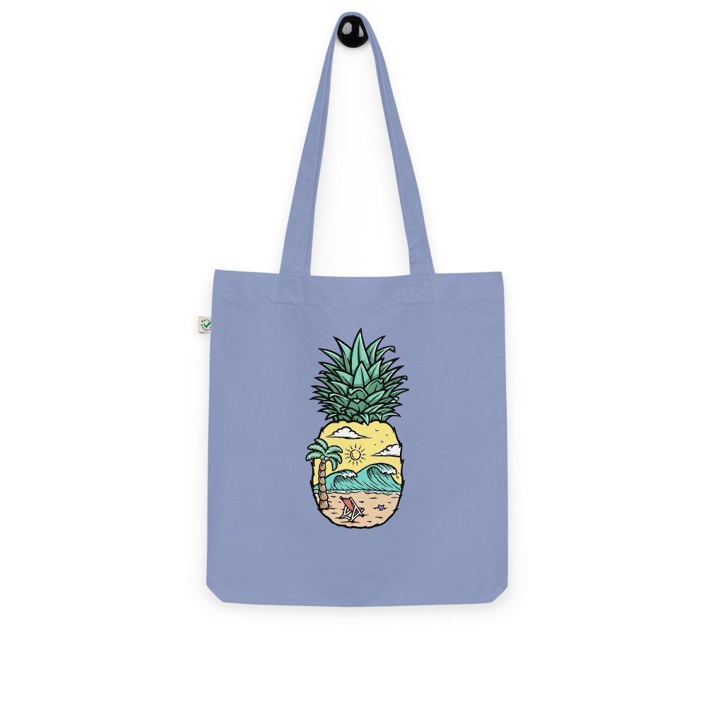 Pineapple Beach organic cotton tote bag
