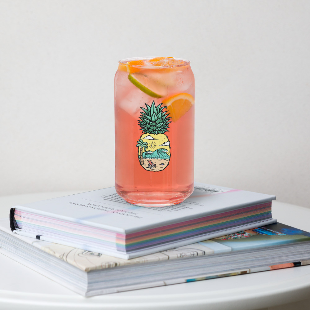Pineapple Beach Can-shaped glass