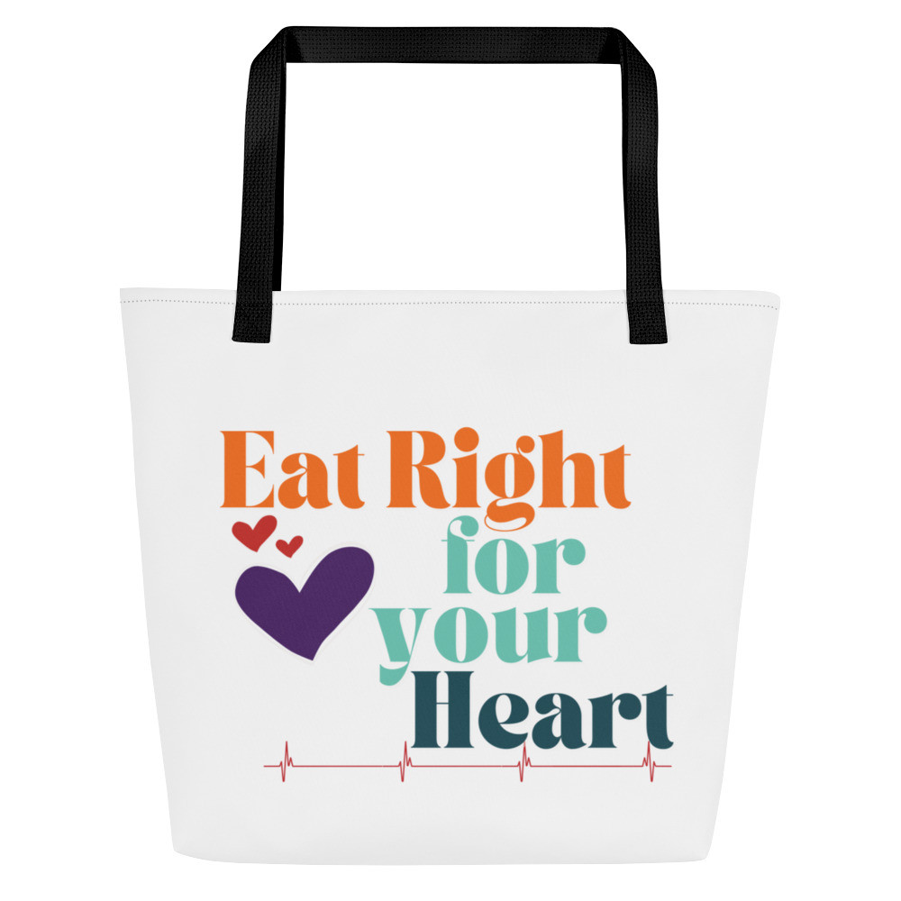 Large Tote Bag - Eat Right For Your Heart