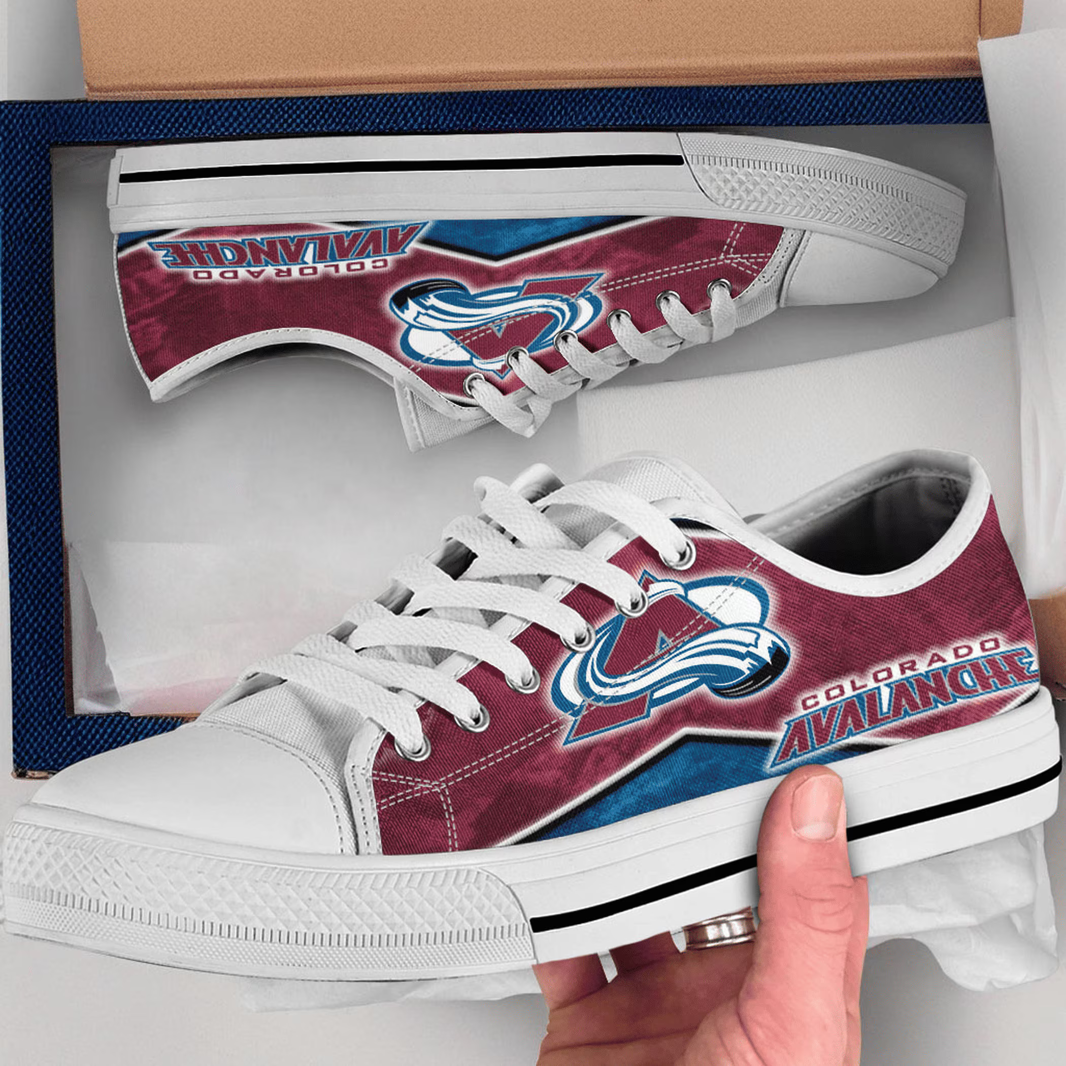 Colorado Avalanche Shoes, Colorado Avalanche Converse Style Shoes, Colorado Avalanche Gift Idea, Women's Men's High Top Sneakers