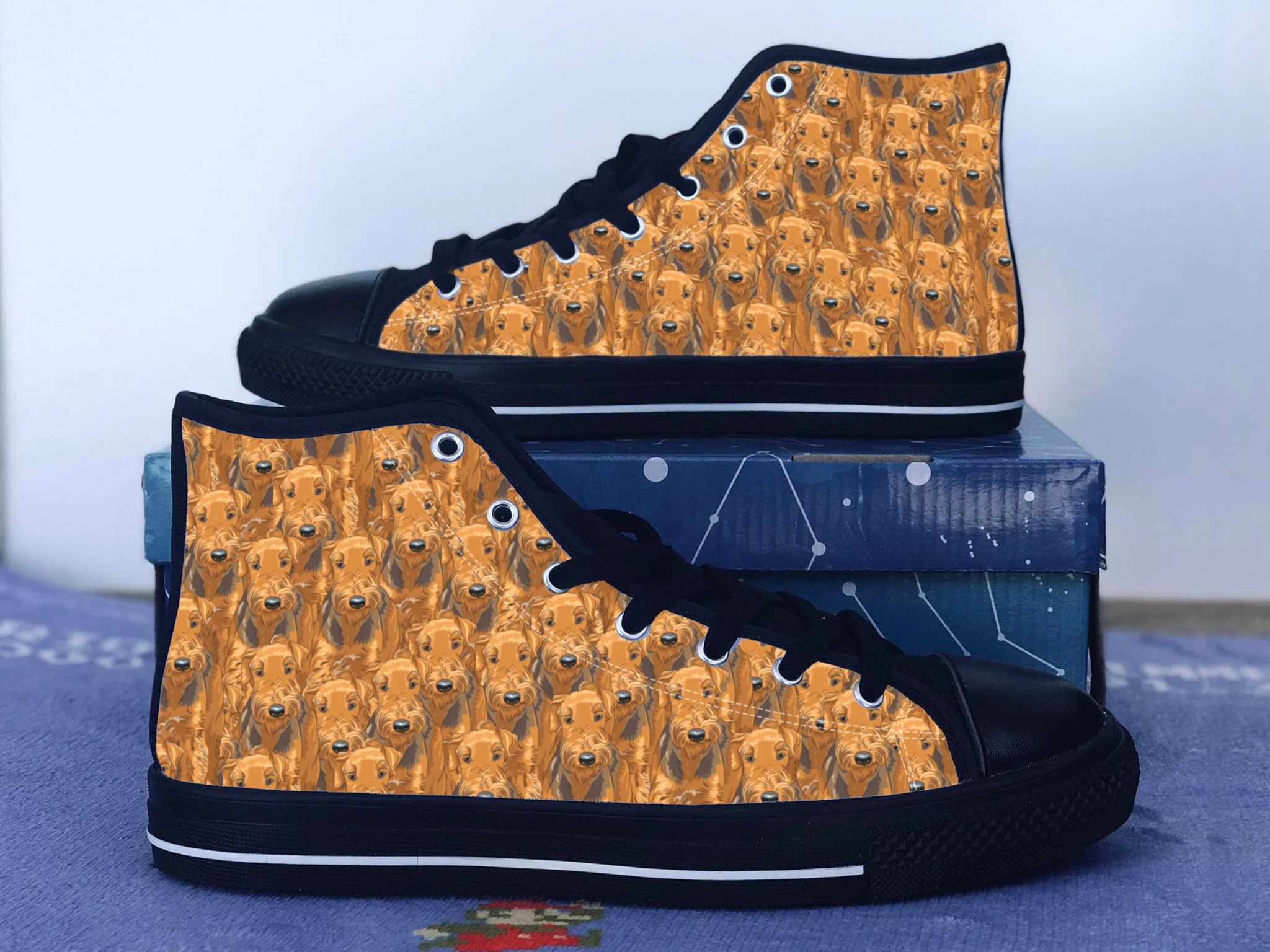Airedale Terrier Shoes, Airedale Terrier Converse Style Shoes, Dog Lover Gift Idea, Women's Men's High Top Sneakers