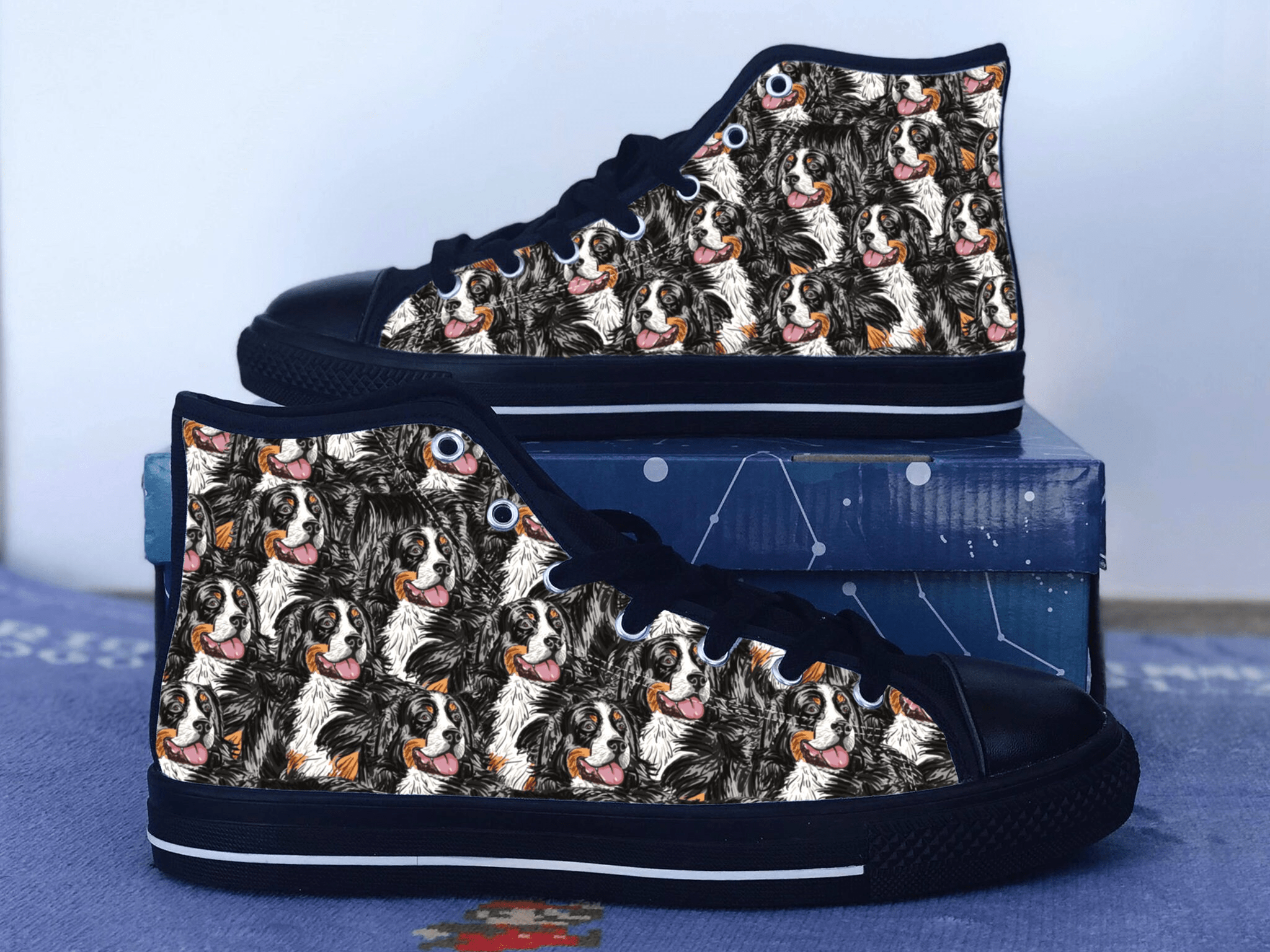 Bernese Mountain Dog Shoes, Bernese Mountain Dog Converse Style Shoes, Dog Lover Gift Idea, Women's Men's High Top Sneakers