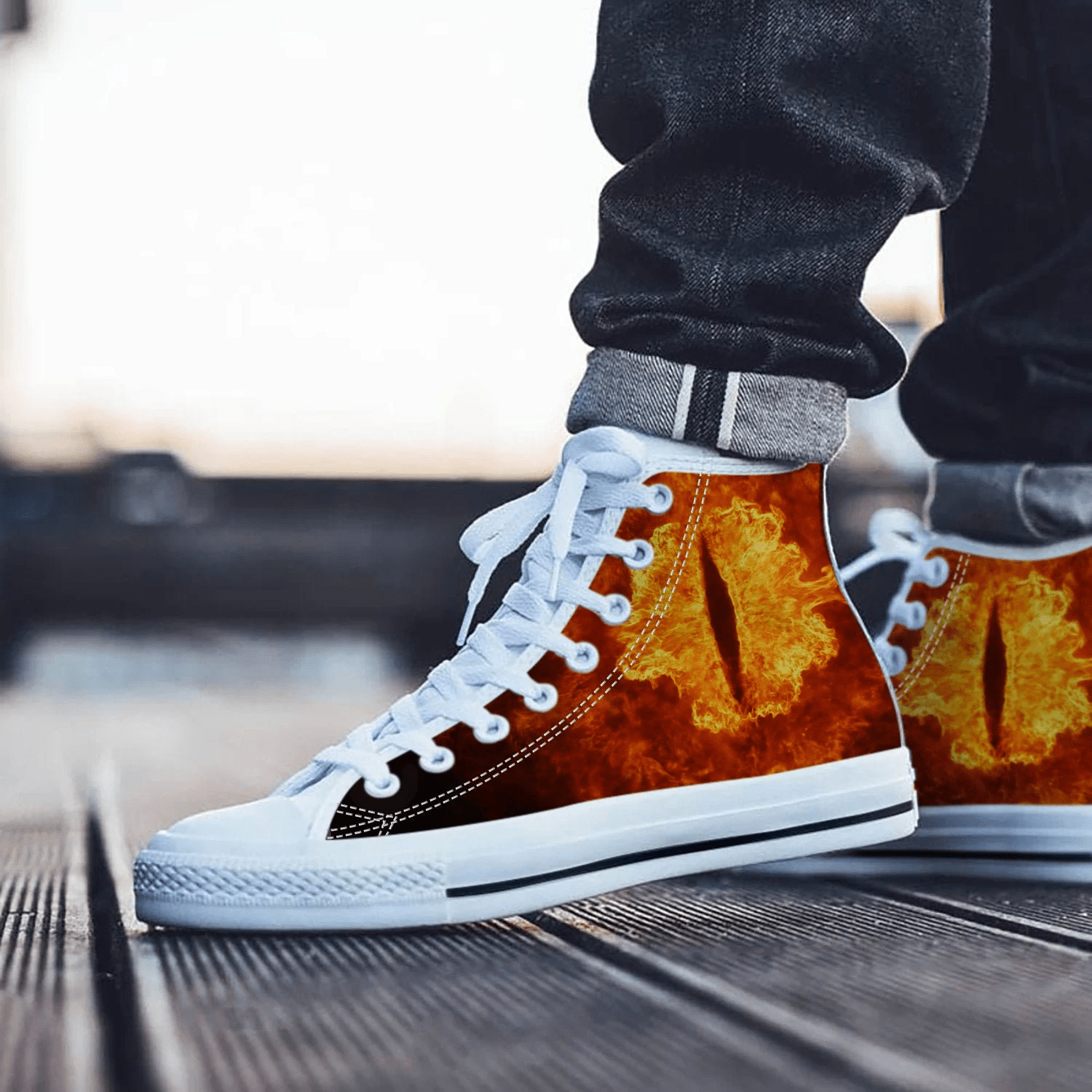 Eye of Sauron Shoes, Eye of Sauron Converse Style Shoes, Lord of The Rings Fan Gift Idea, Women's Men's High Top Sneakers