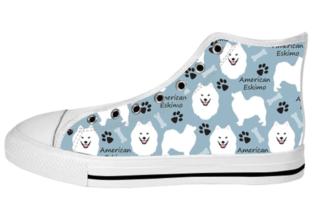 American Eskimo Shoes, American Eskimo Converse Style Shoes, Dog Lover Gift Idea, Women's Men's High Top Sneakers