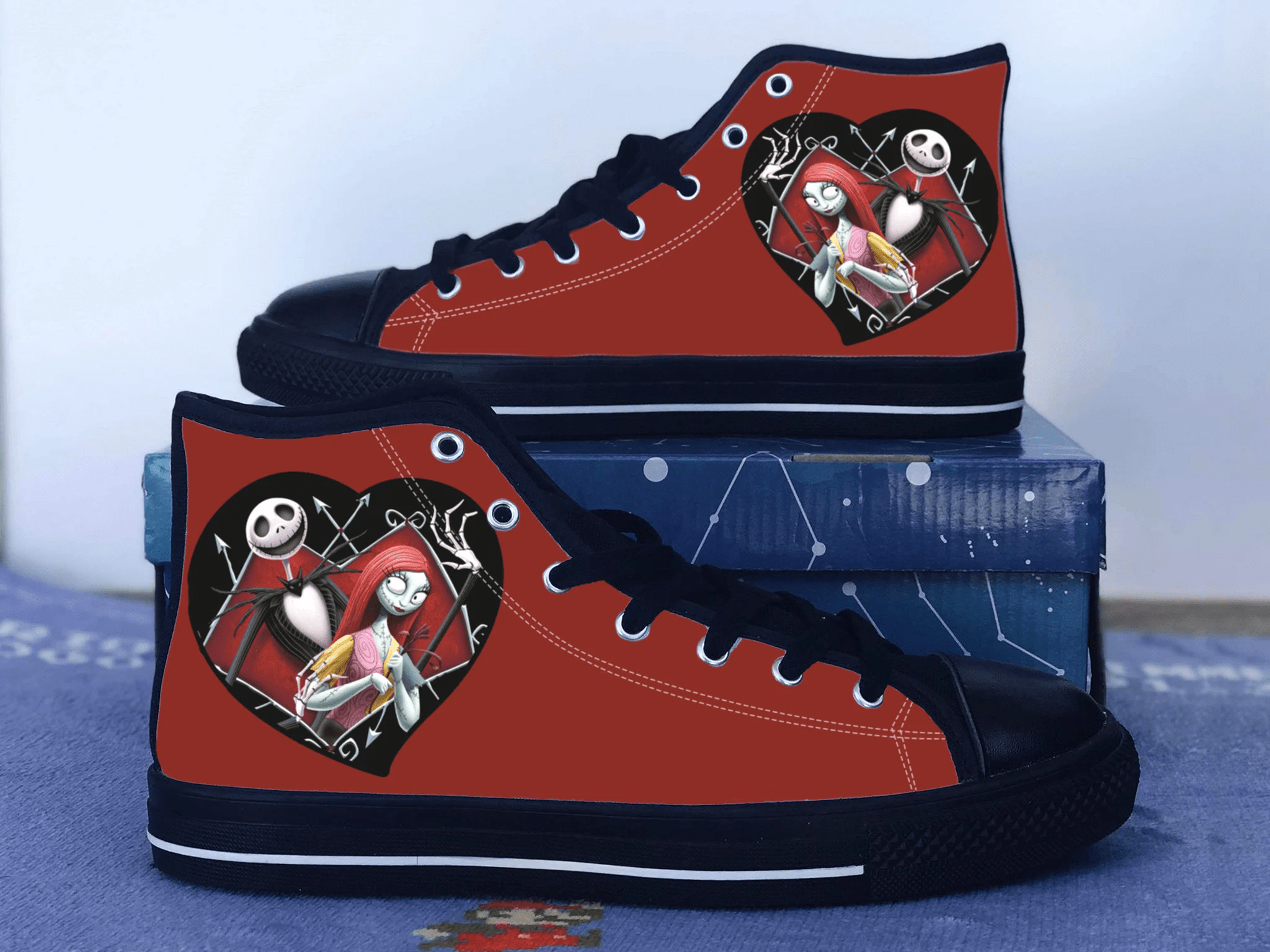 Nightmare Before Christmas Shoes, Jack Skellington Converse Style Shoes,  Sally Fan Gift Idea, Women's Men's High Top Sneakers