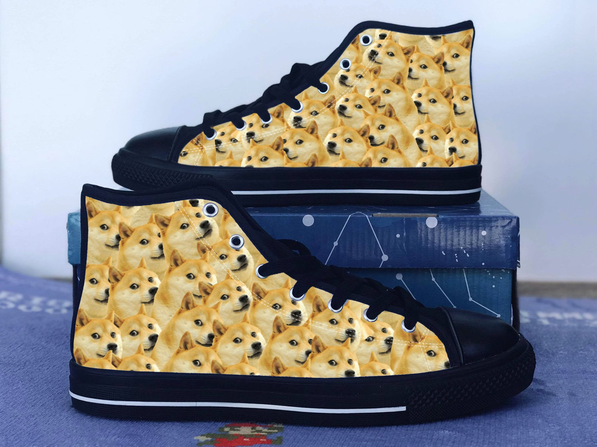 Shiba Inu Shoes, Shiba Inu Converse Style Shoes, Dog Lover Gift Idea, Women's Men's High Top Sneakers