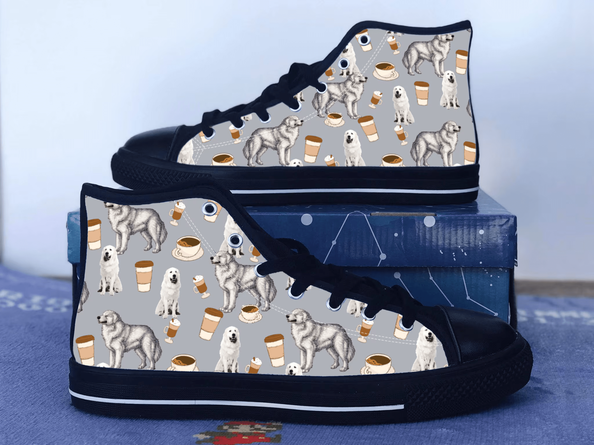 Great Pyrenees Shoes, Great Pyrenees Converse Style Shoes, Dog Lover Gift Idea, Women's Men's High Top Sneakers
