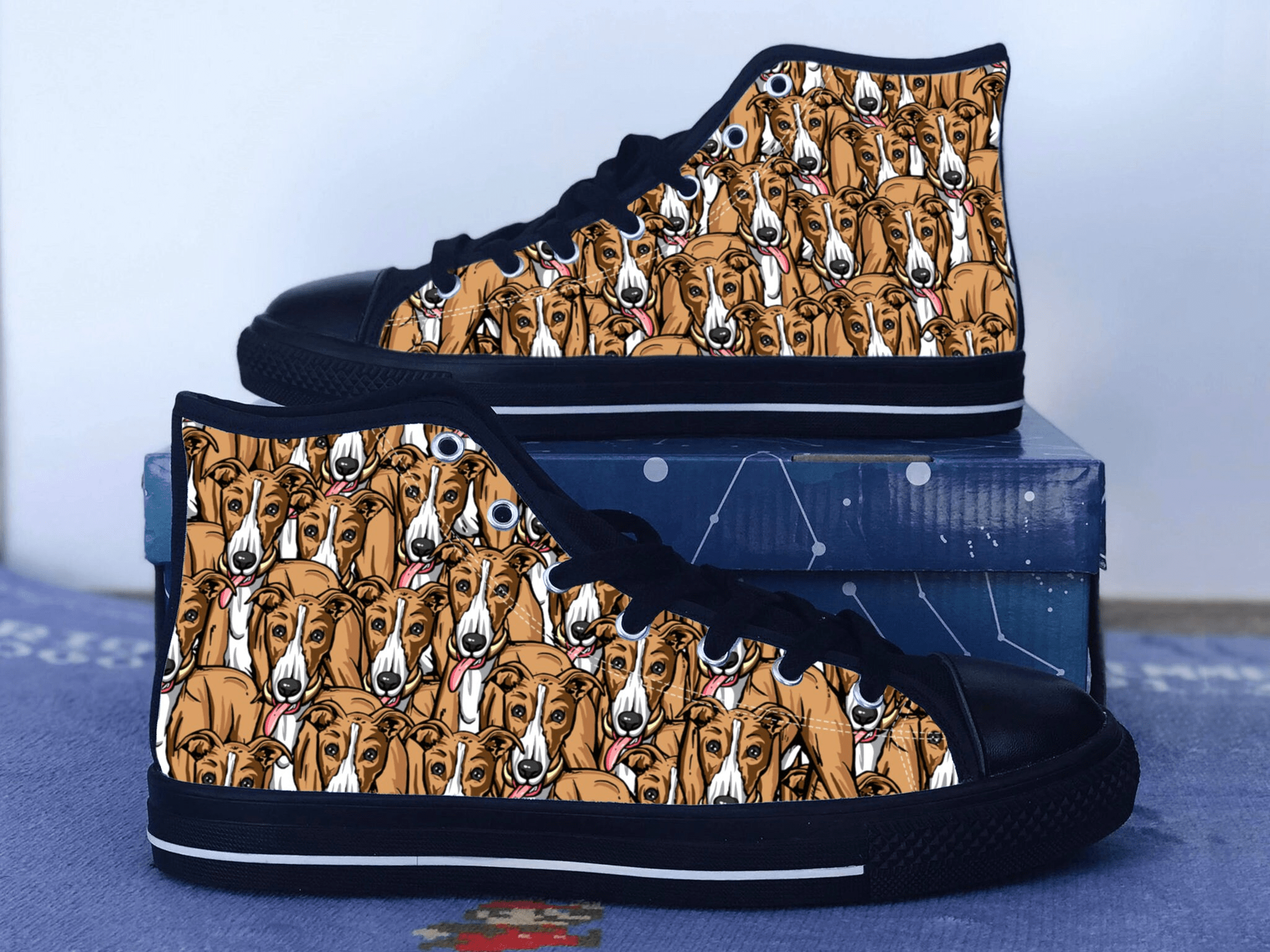 Greyhound Shoes, Greyhound Converse Style Shoes, Dog Lover Gift Idea, Women's Men's High Top Sneakers