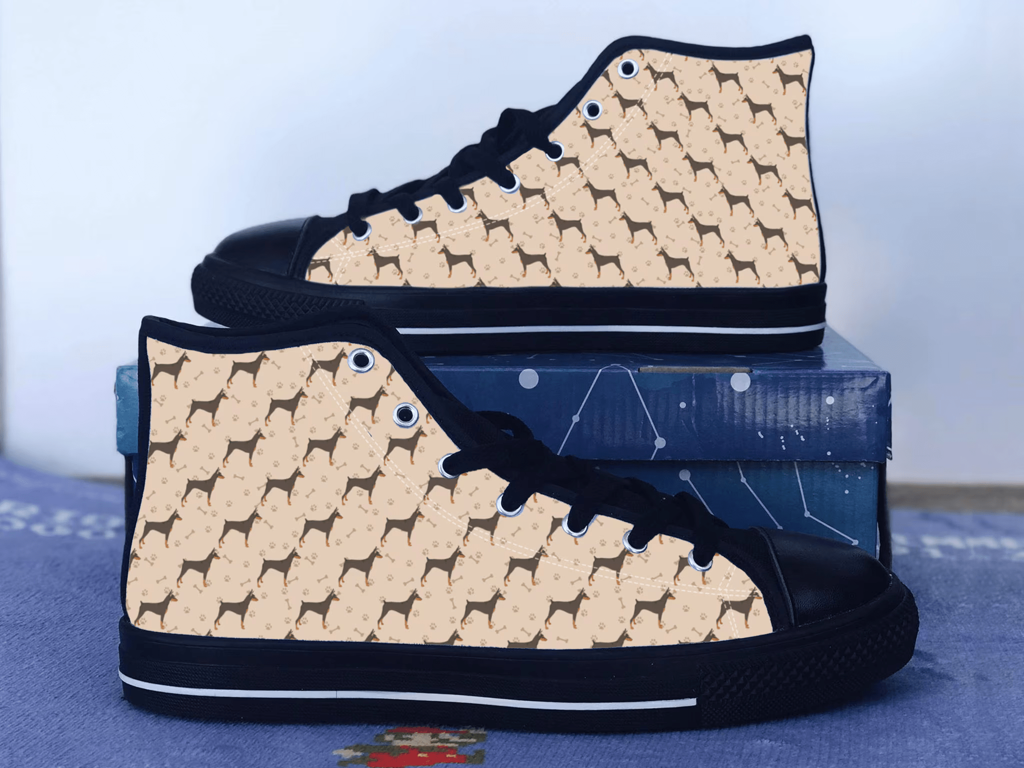 Doberman Pinscher Shoes, Doberman Pinscher Converse Style Shoes, Dog Lover Gift Idea, Women's Men's High Top Sneakers