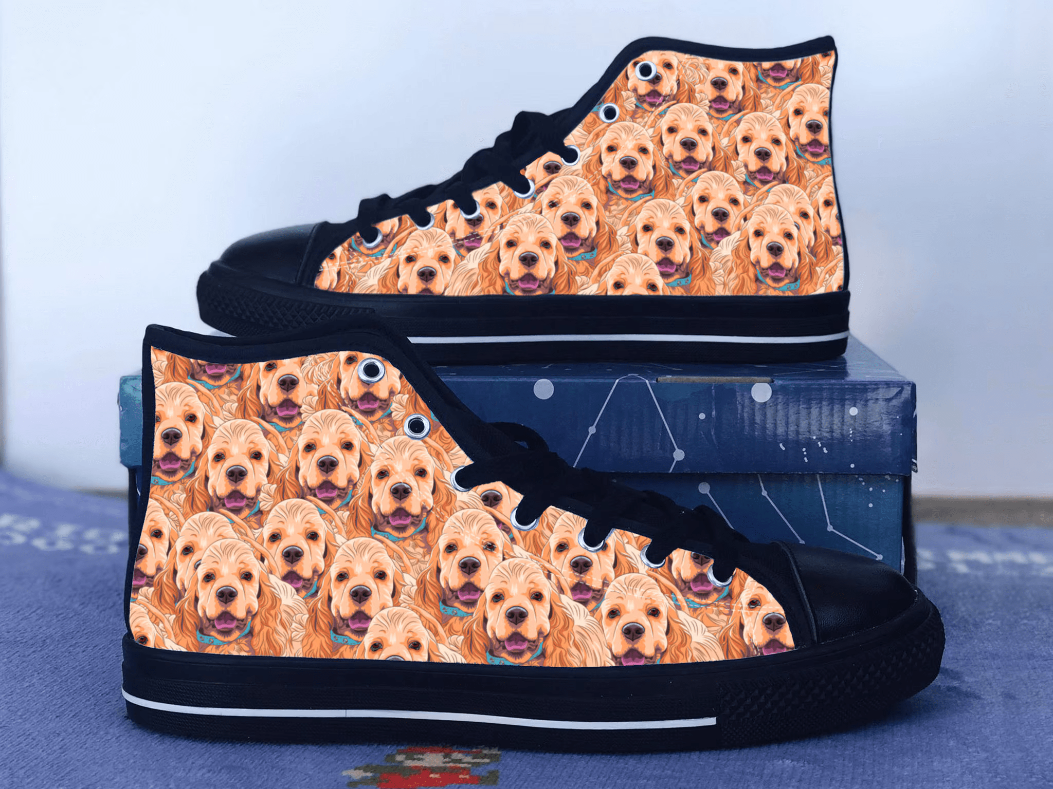 Cocker Spaniel Shoes, Cocker Spaniel Converse Style Shoes, Dog Lover Gift Idea, Women's Men's High Top Sneakers
