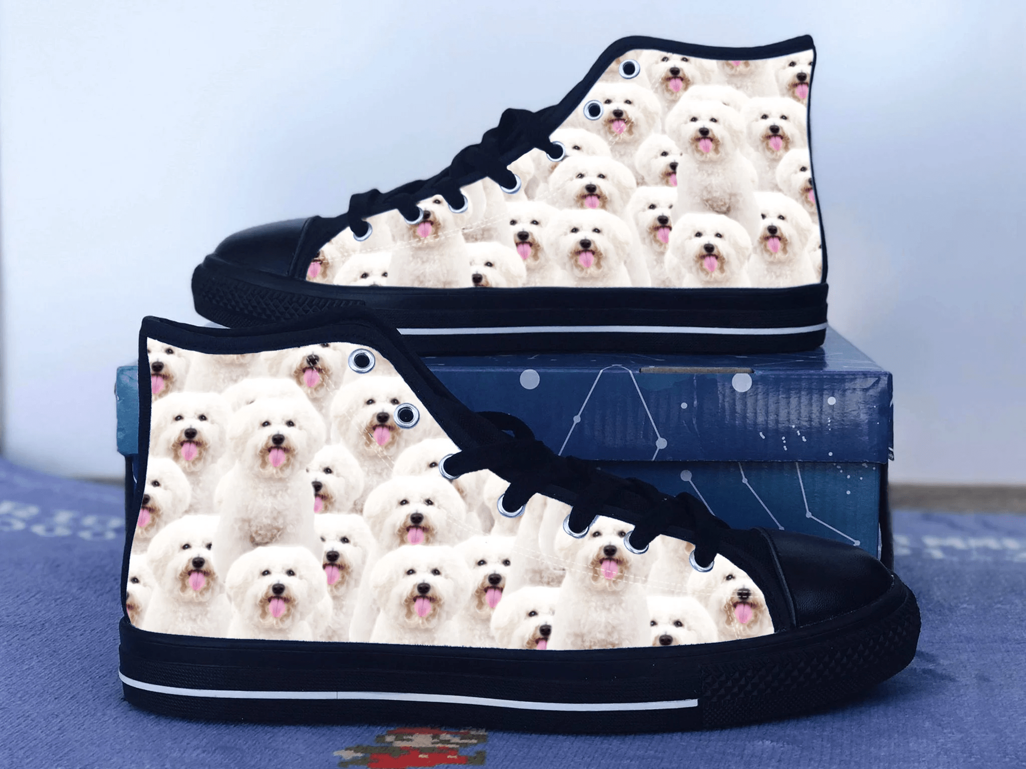 Bichon Frise Shoes, Bichon Frise Converse Style Shoes, Dog Lover Gift Idea, Women's Men's High Top Sneakers