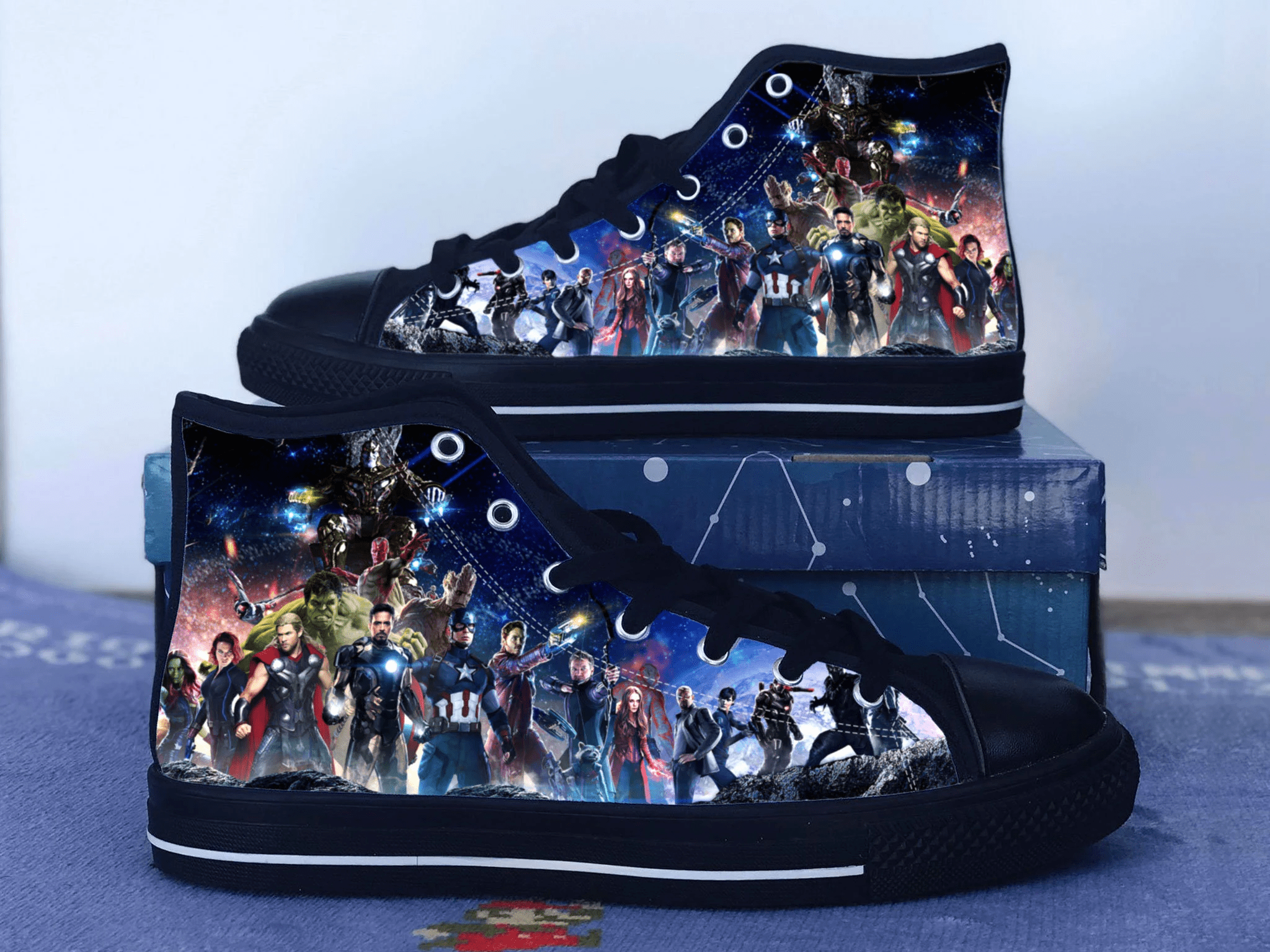 Avengers Shoes, Avengers Converse Style Shoes, Avengers Fan Gift Idea, Women's Men's High Top Sneakers
