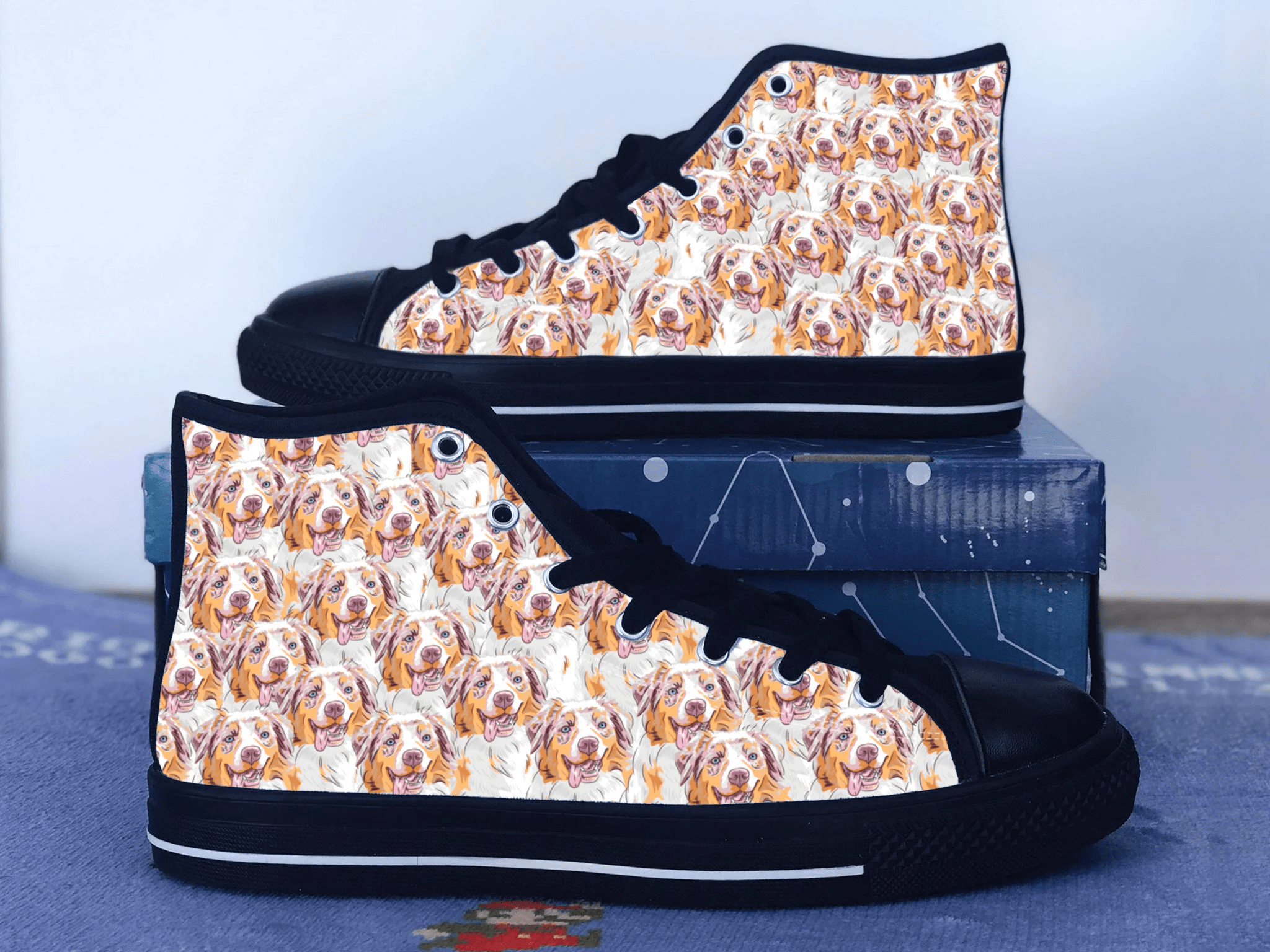 Australian Shepherd Shoes, Australian Shepherd Converse Style Shoes, Dog Lover Gift Idea, Women's Men's High Top Sneakers