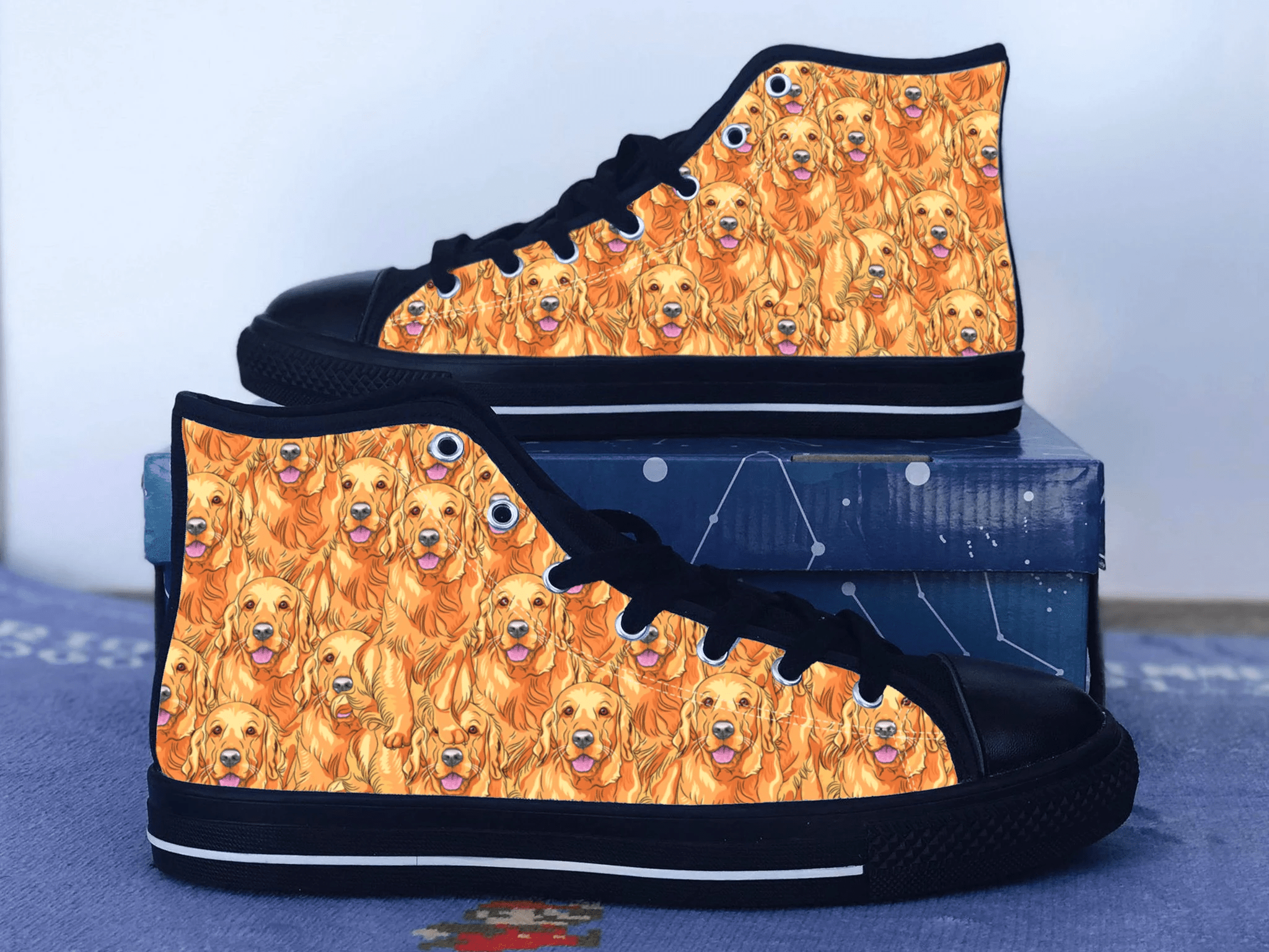 Golden Retriever Shoes, Golden Retriever Converse Style Shoes, Dog Lover Gift Idea, Women's Men's High Top Sneakers