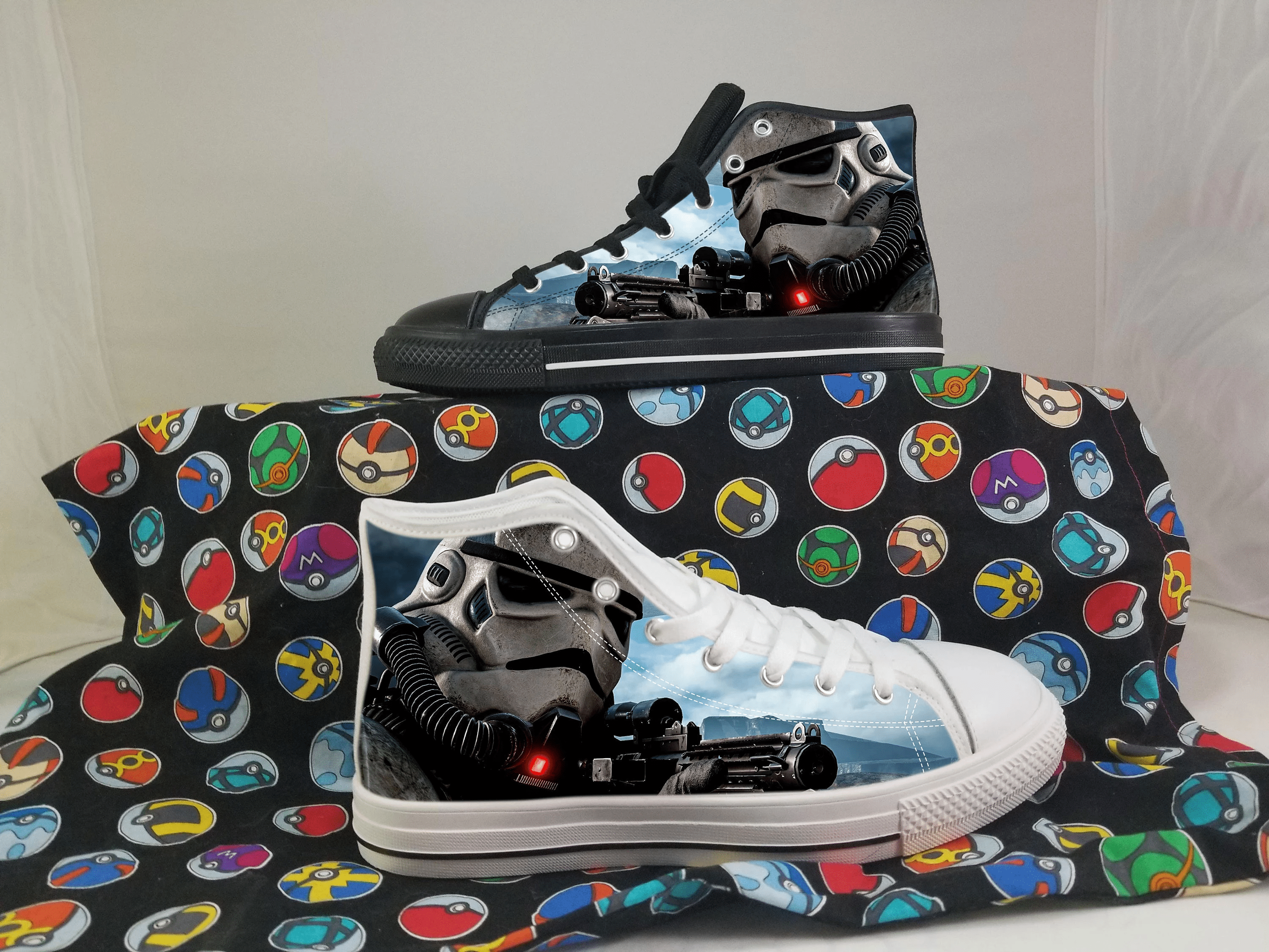 Star Wars Shoes, George Lucas Converse Style Shoes, Storm Trooper Gift Idea, Women's Men's High Top Sneakers