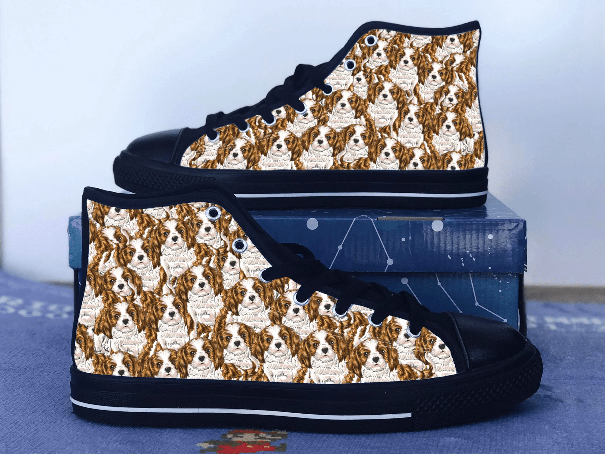 Cavalier King Charles Spaniel Shoes, King Charles Spaniel Converse Style Shoes, Dog Lover Gift Idea, Women's Men's High Top Sneakers
