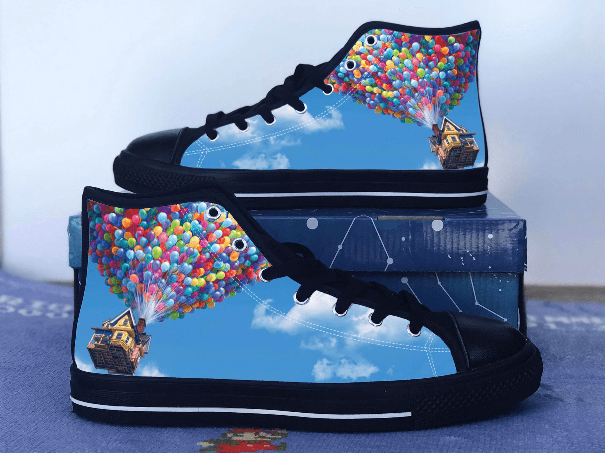 Up Shoes, UP Converse Style Shoes, Disney Lover Gift Idea, Women's Men's High Top Sneakers
