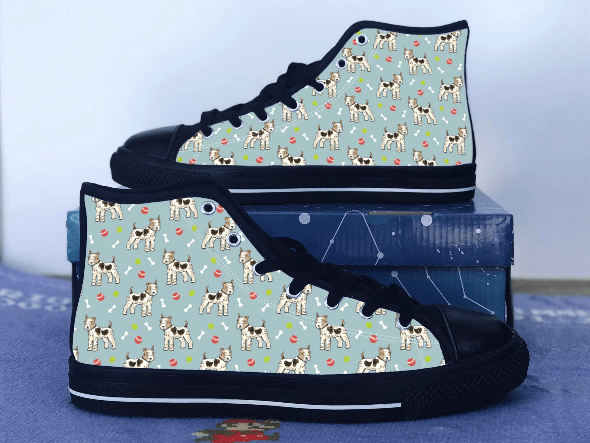 Fox Terrier Shoes, Wire Fox Terrier Converse Style Shoes, Dog Lover Gift Idea, Women's Men's High Top Sneakers