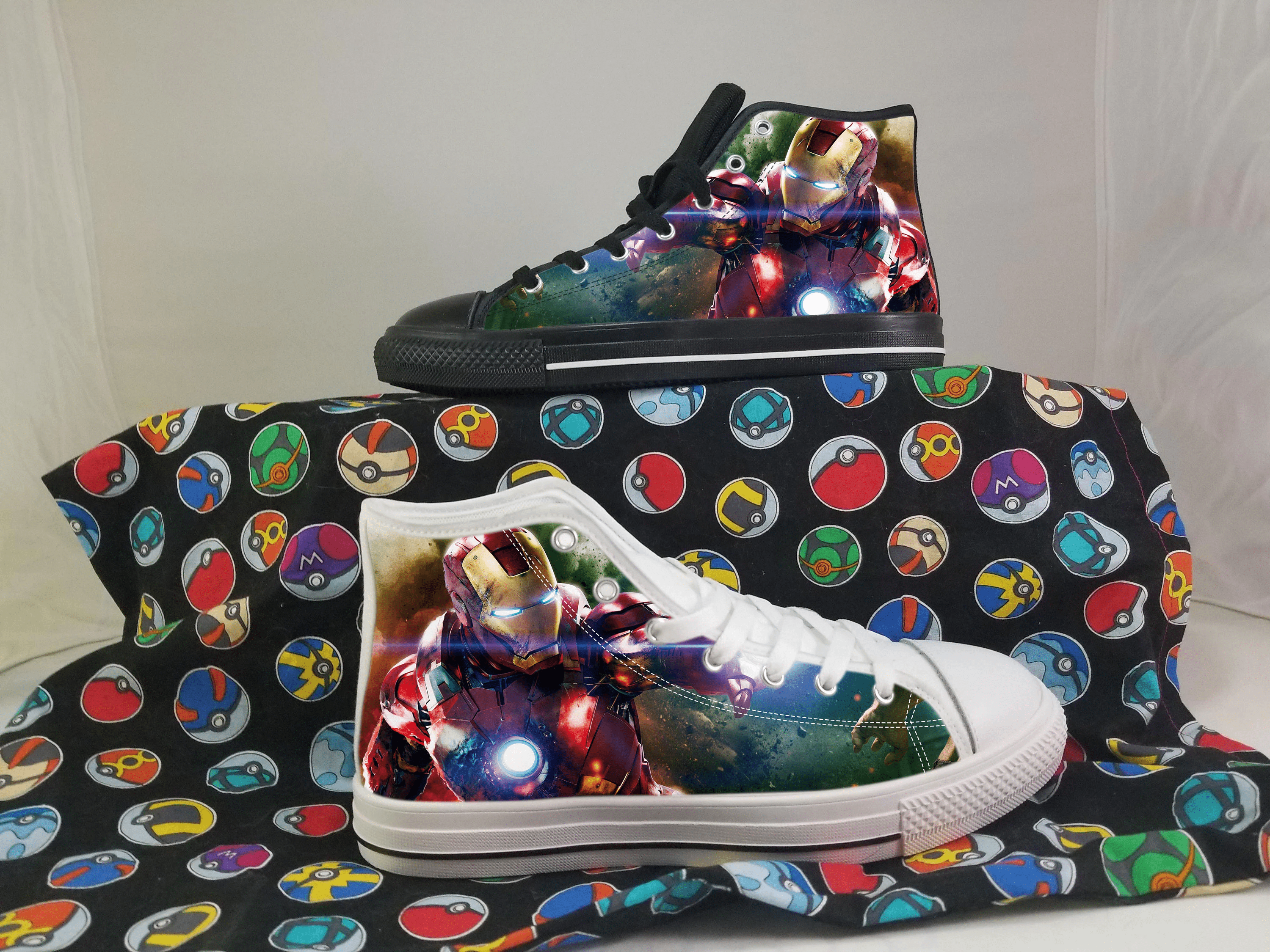 Iron Man Shoes, Superhero Converse Style Shoes, Tony Stark Gift Idea, Women's Men's High Top Sneakers