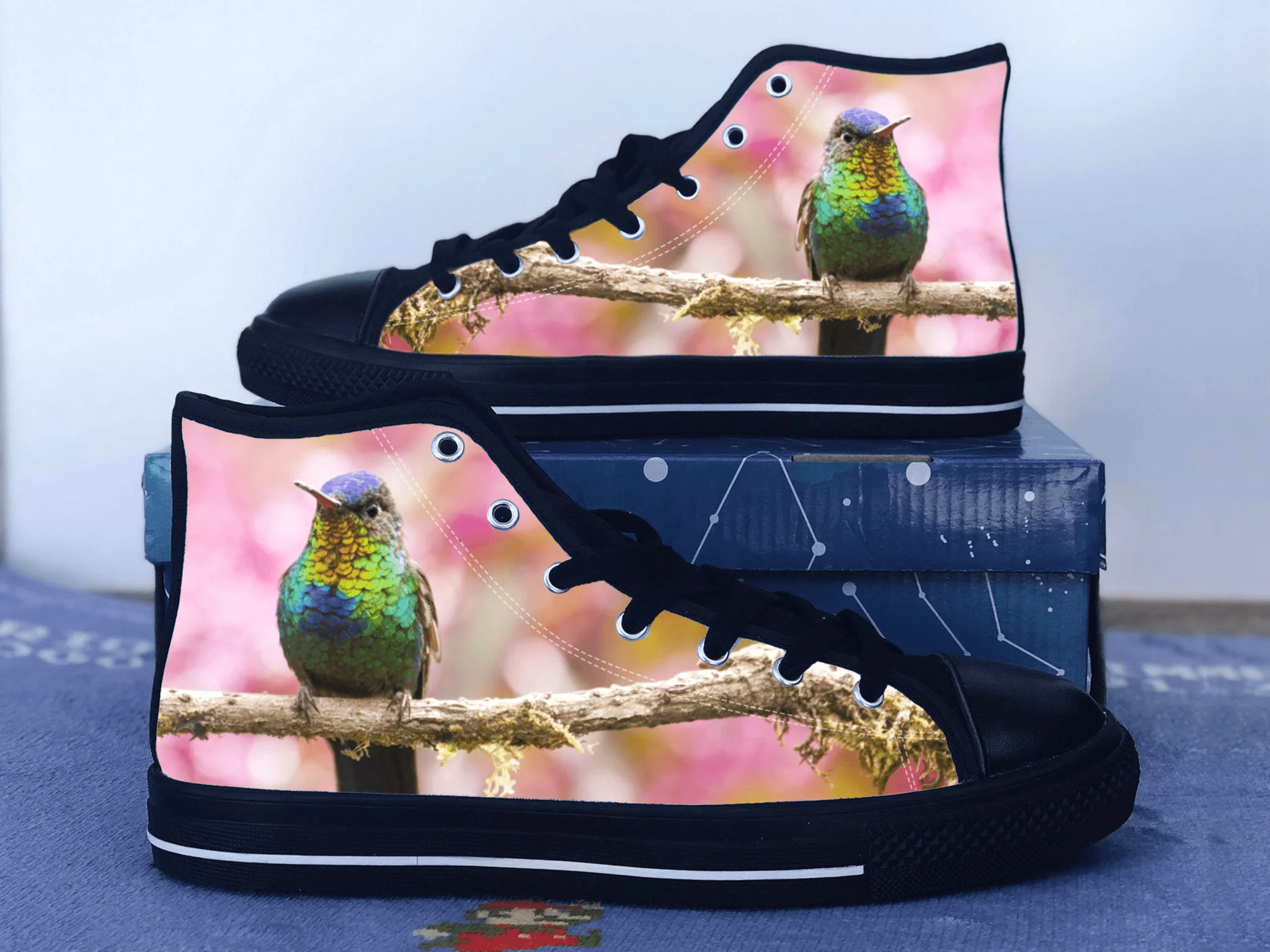 Hummingbird Shoes, Animal Lover Converse Style Shoes, Bird Gift Idea, Women's Men's High Top Sneakers