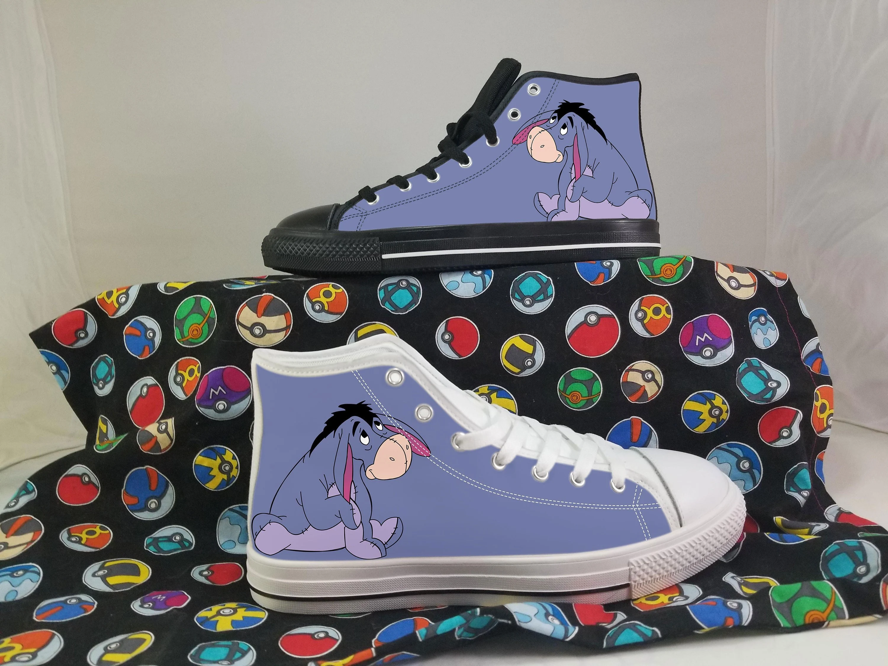 Eeyore Shoes, Eeyore Winnie The Pooh Converse Style Shoes, Eeyore Gift Idea, Women's Men's High Top Sneakers
