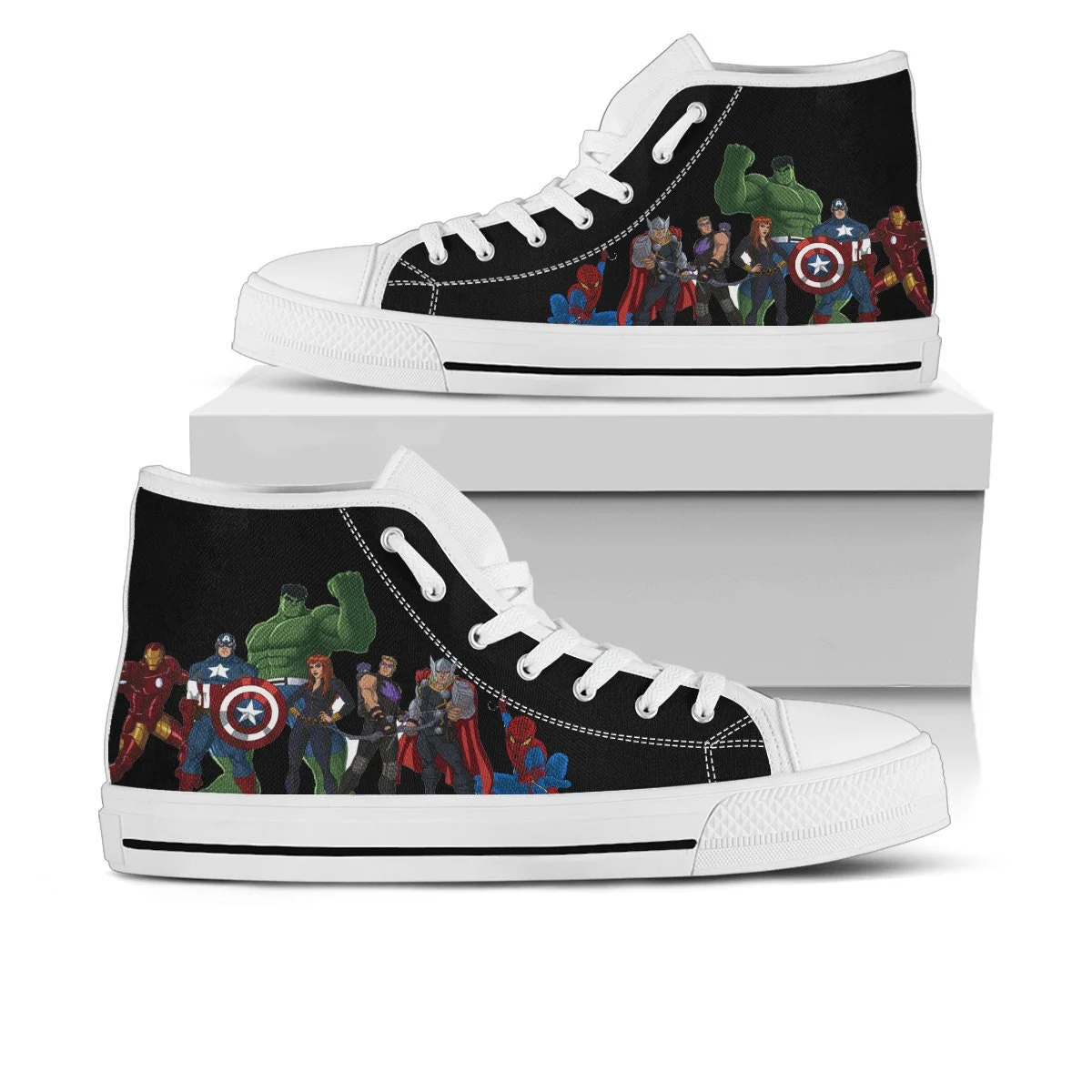 Avengers Shoes, Avengers Converse Style Shoes, Avengers Fan Gift Idea, Women's Men's High Top Sneakers