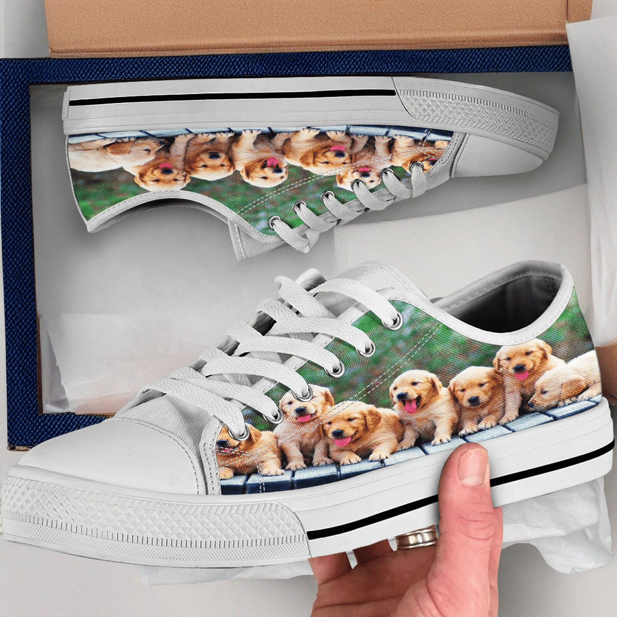 Golden Retriever Shoes, Golden Retriever Converse Style Shoes, Golden Retriever Gift Idea, Women's Men's High Top Sneakers