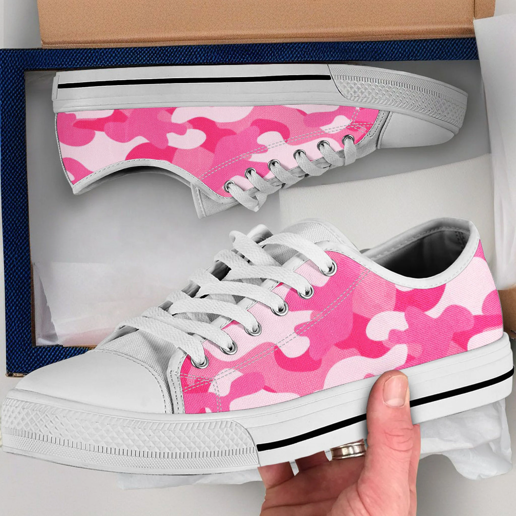 Pink Camo Shoes, Pink Camo Converse Style Shoes, Pink Camo Gift Idea, Women's Men's High Top Sneakers