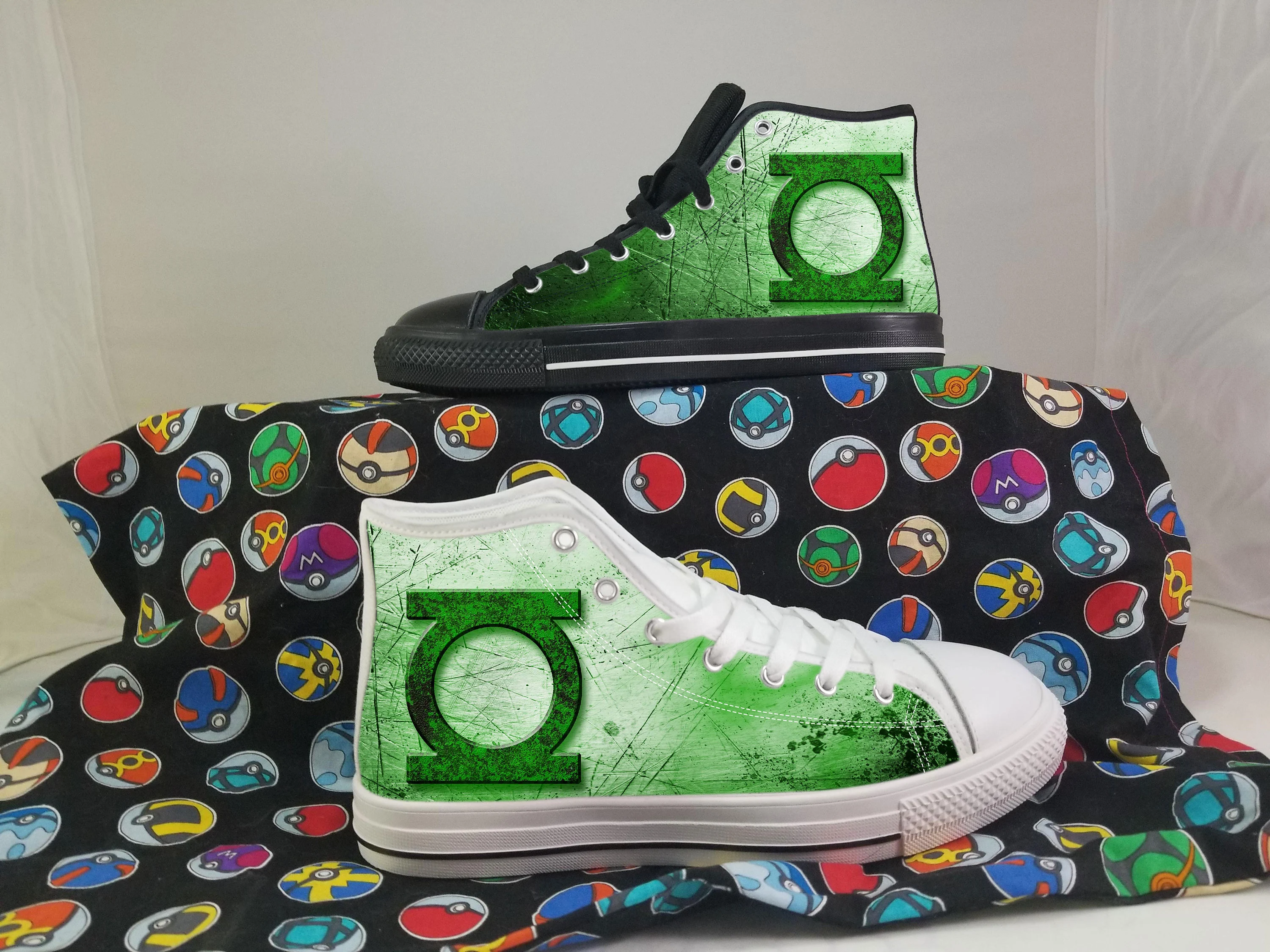 Green Lantern Shoes, Superhero Converse Style Shoes, Hal Jordan John Stewart Gift Idea, Women's Men's High Top Sneakers