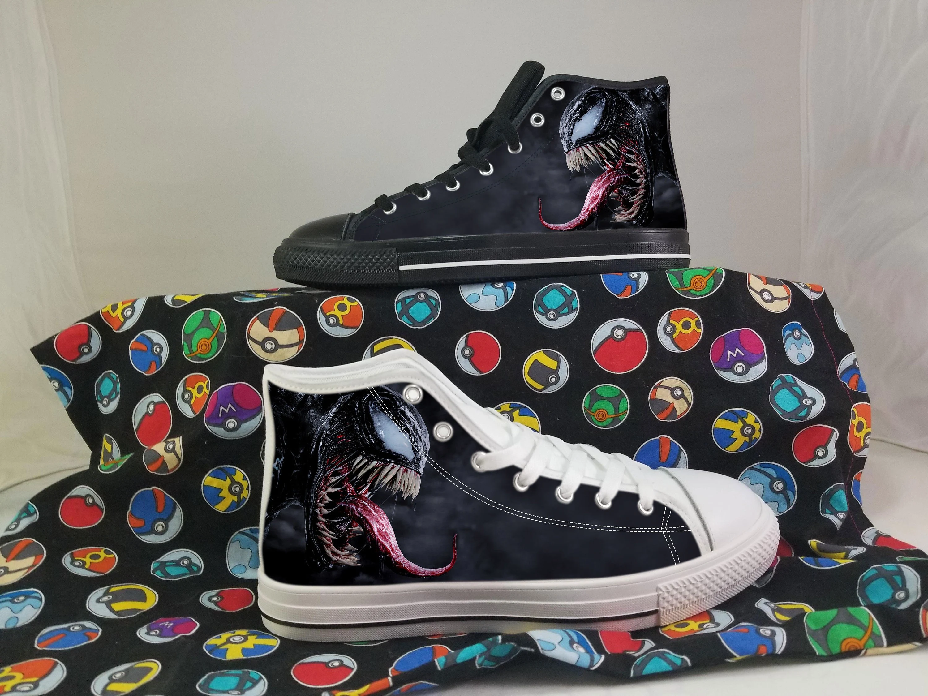 Venom Shoes, Spiderman Converse Style Shoes, Villain Gift Idea, Women's Men's High Top Sneakers