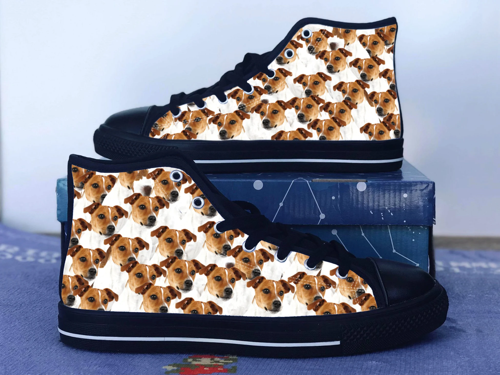 Jack Russell Terrier Shoes, Jack Russell Terrier Converse Style Shoes, Dog Lover Gift Idea, Women's Men's High Top Sneakers