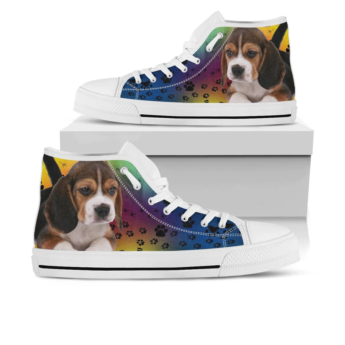 Beagle Dog Shoes, Beagle Dog Converse Style Shoes, Dog Lover Gift Idea, Women's Men's High Top Sneakers