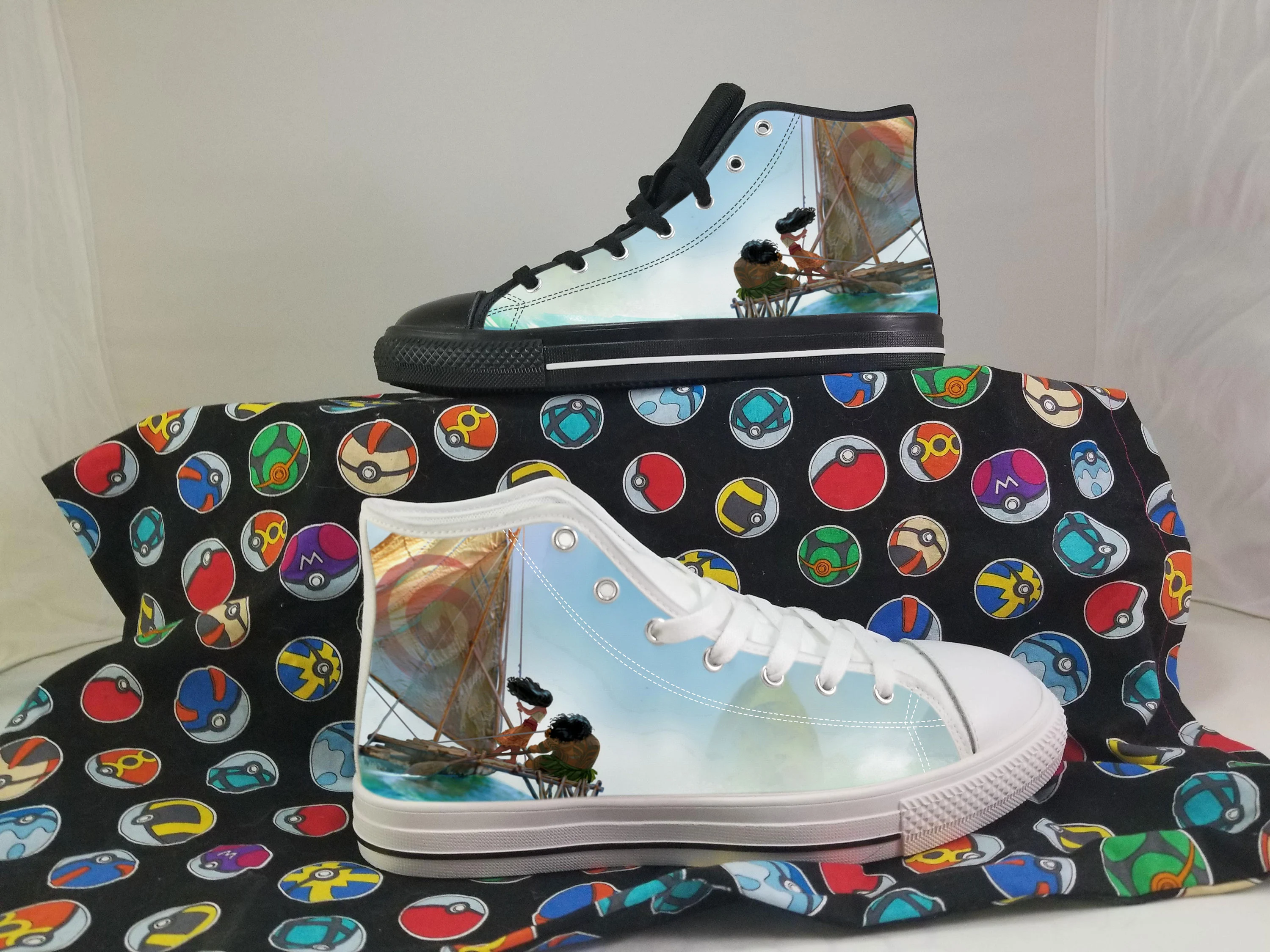 Moana Shoes, Moana Converse Style Shoes, Disney Princess Gift Idea, Women's Men's High Top Sneakers