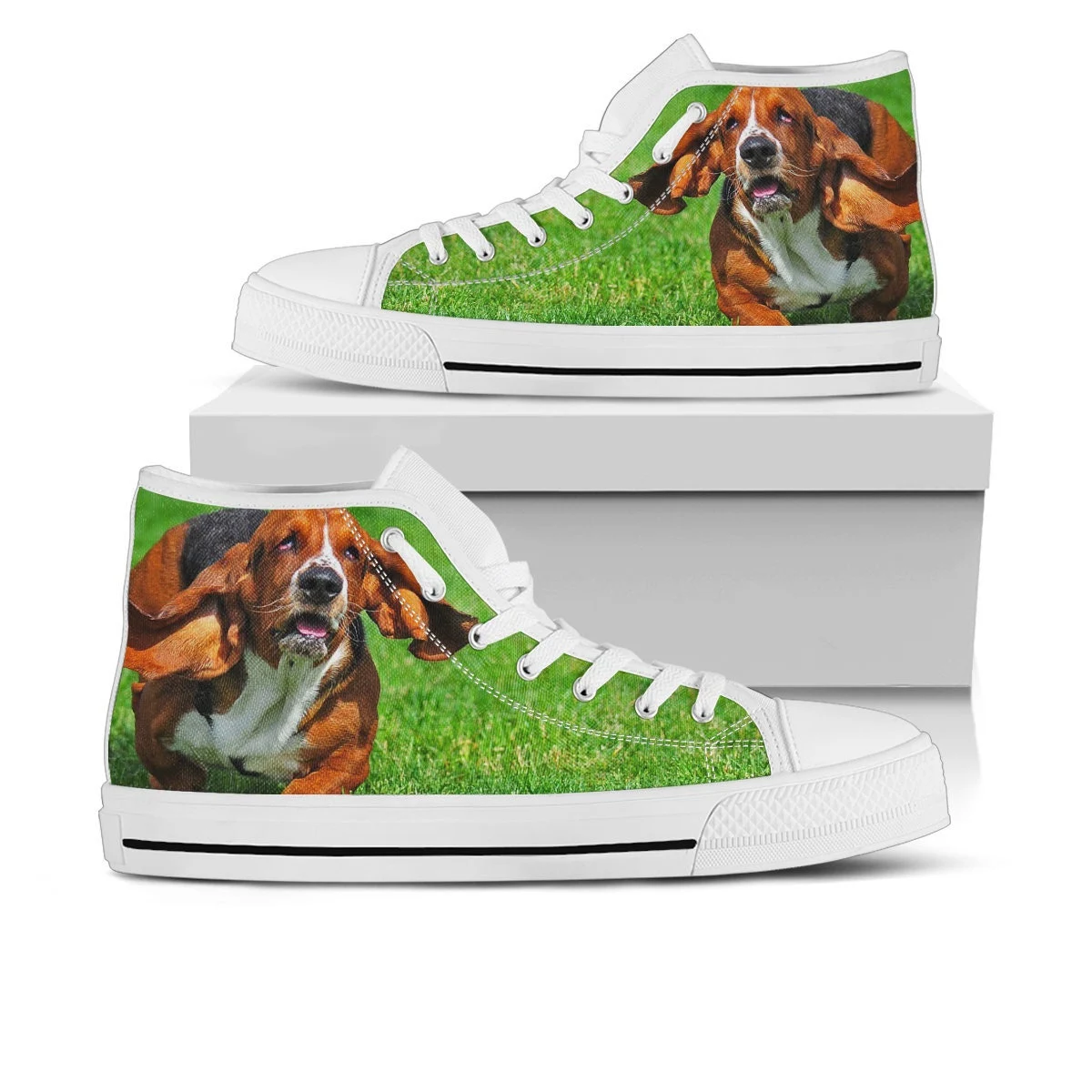 Basset Hound Shoes, Basset Hound Converse Style Shoes, Dog Lover Gift Idea, Women's Men's High Top Sneakers