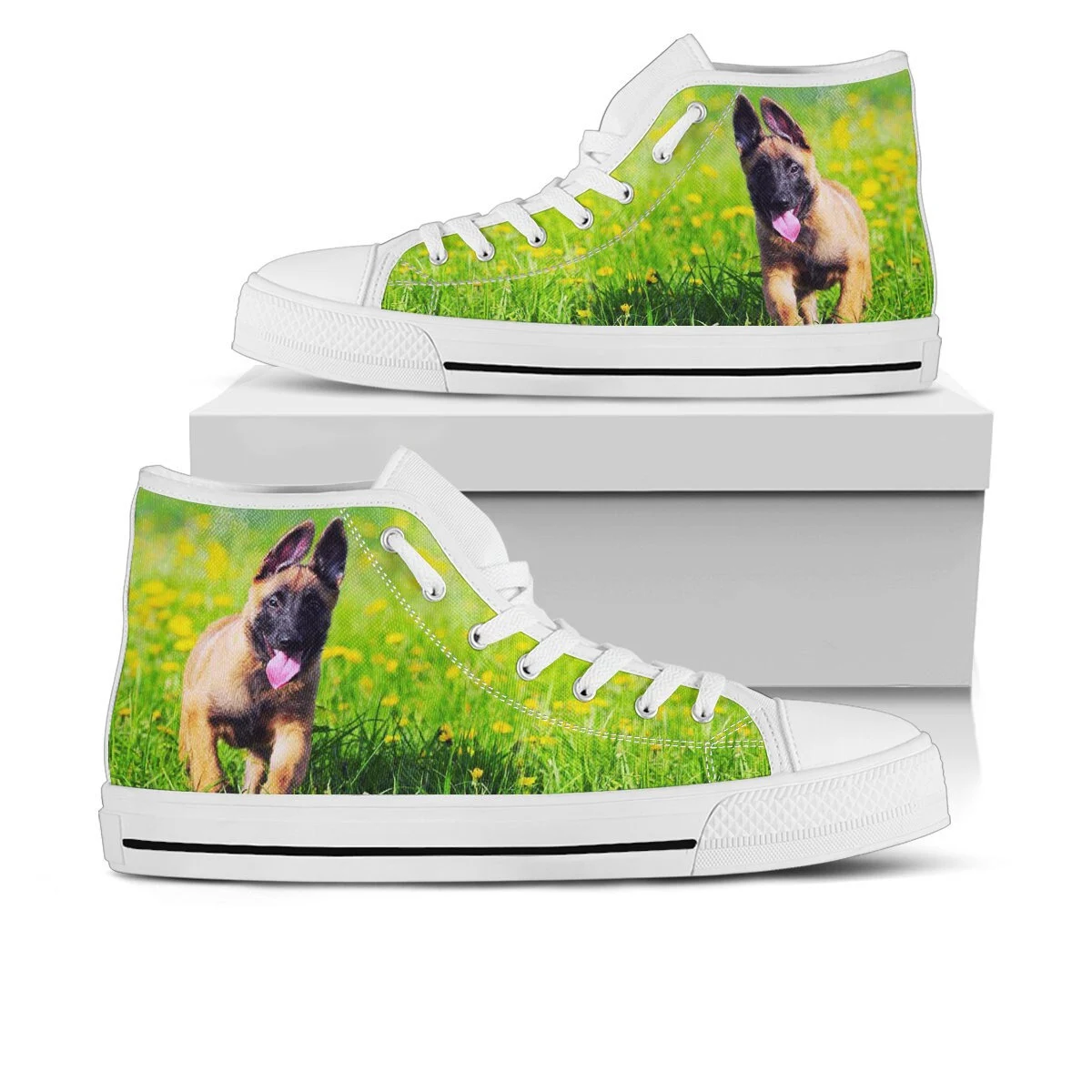 Belgian Malinois Dog Shoes, Belgian Shepard Dog Converse Style Shoes, Dog Lover Gift Idea, Women's Men's High Top Sneakers