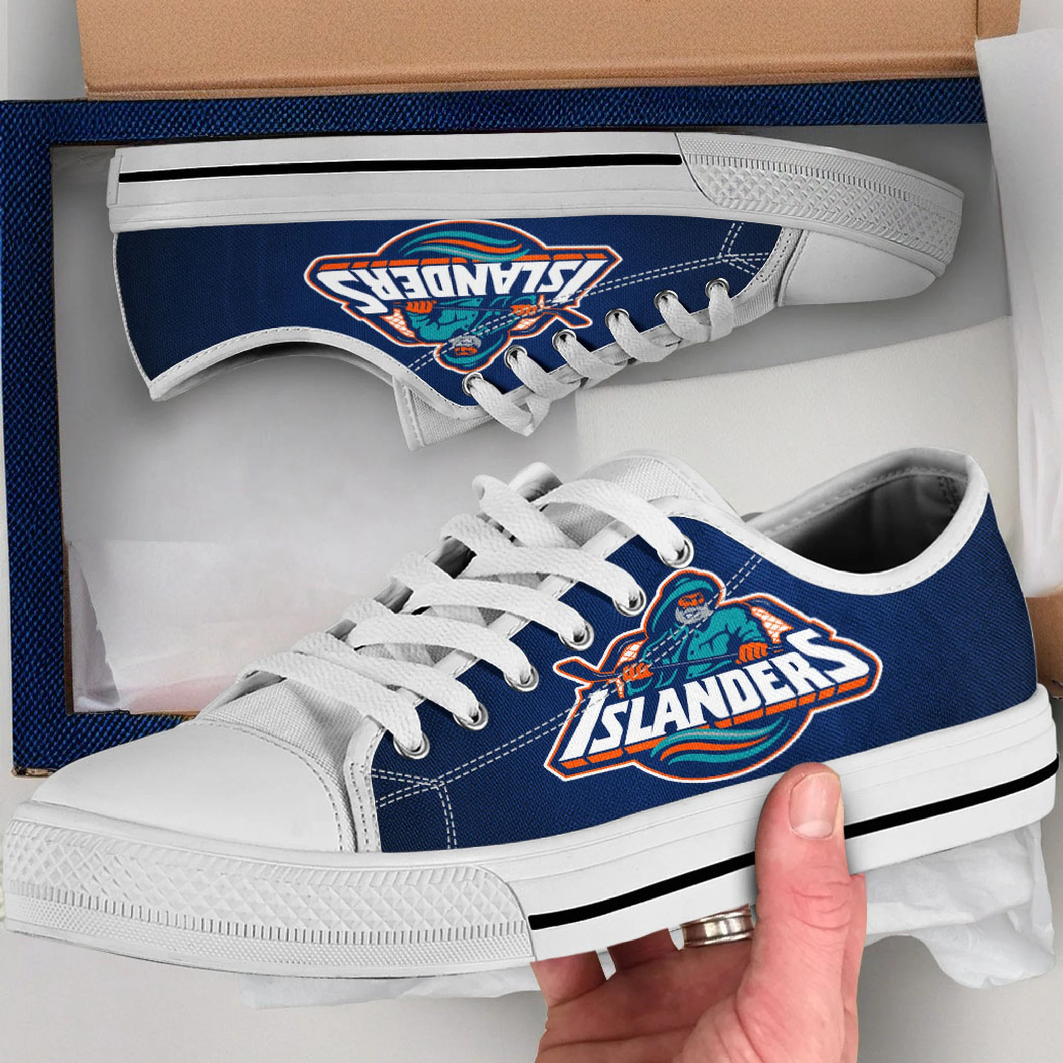 New York Islanders Shoes, New York Islanders Converse Style Shoes, New York Islanders Gift Idea, Women's Men's High Top Sneakers