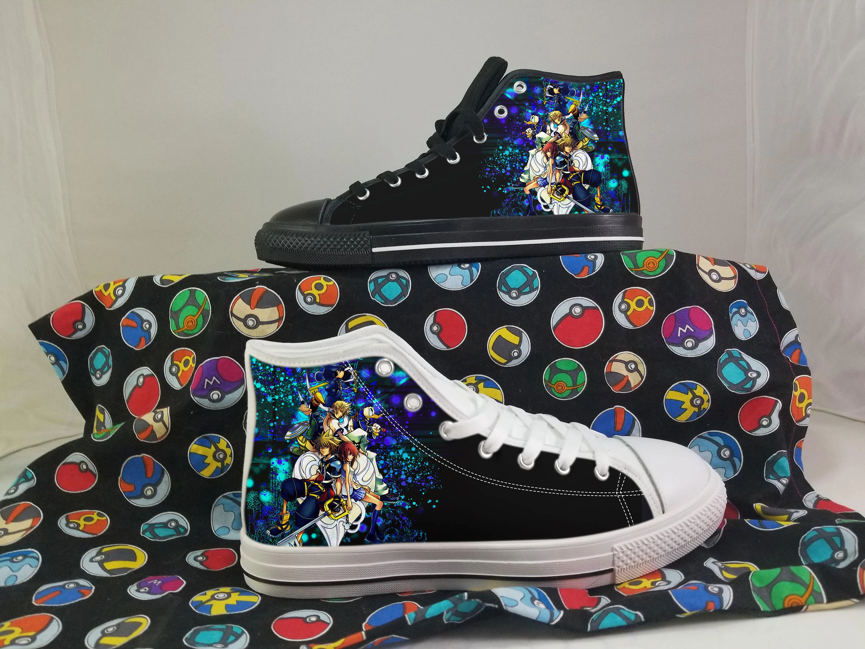 Kingdom Hearts Shoes, Kingdom Hearts Converse Style Shoes, Kingdom Hearts Gift Idea, Women's Men's High Top Sneakers