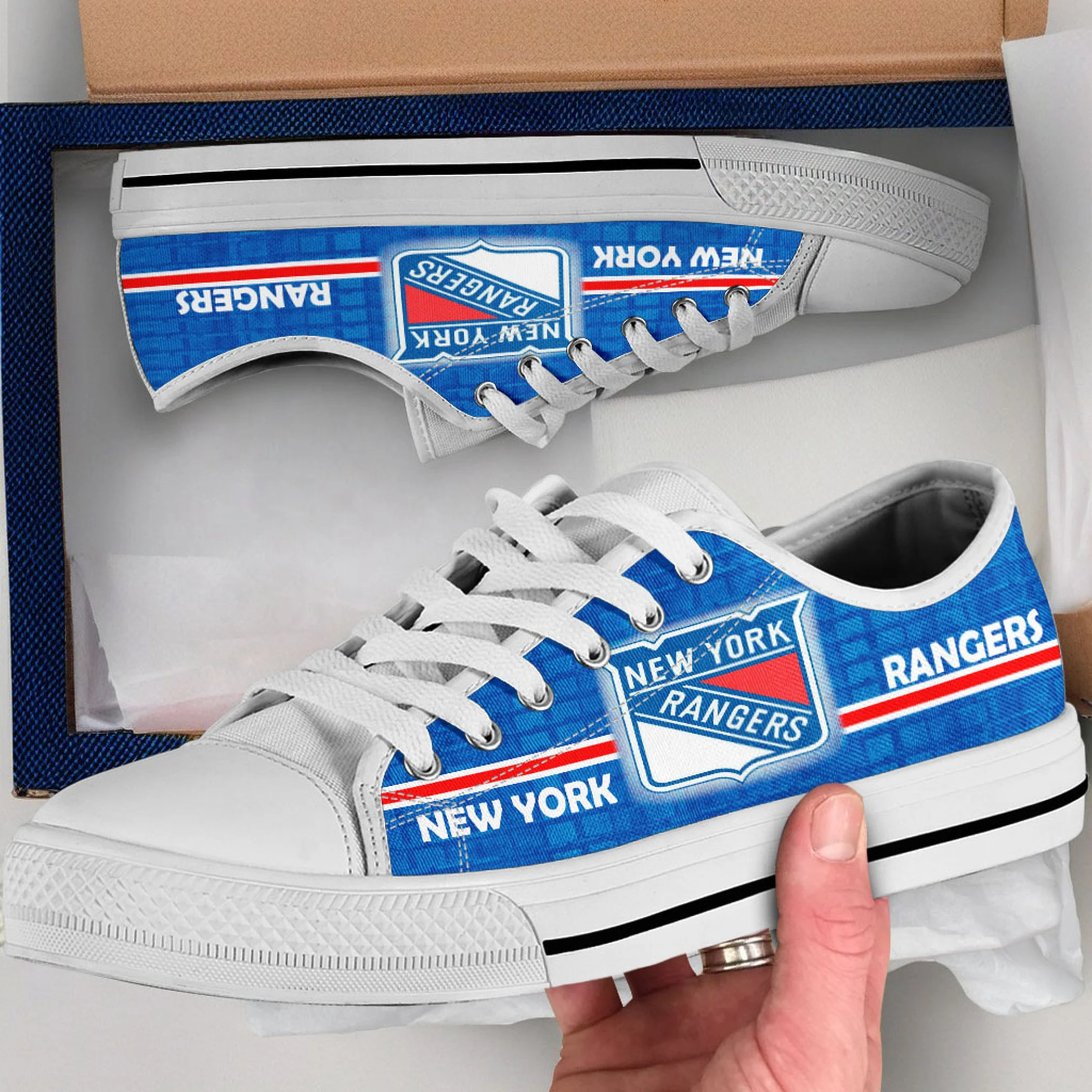 New York Rangers Shoes, New York Rangers Converse Style Shoes, New York Rangers Gift Idea, Women's Men's High Top Sneakers