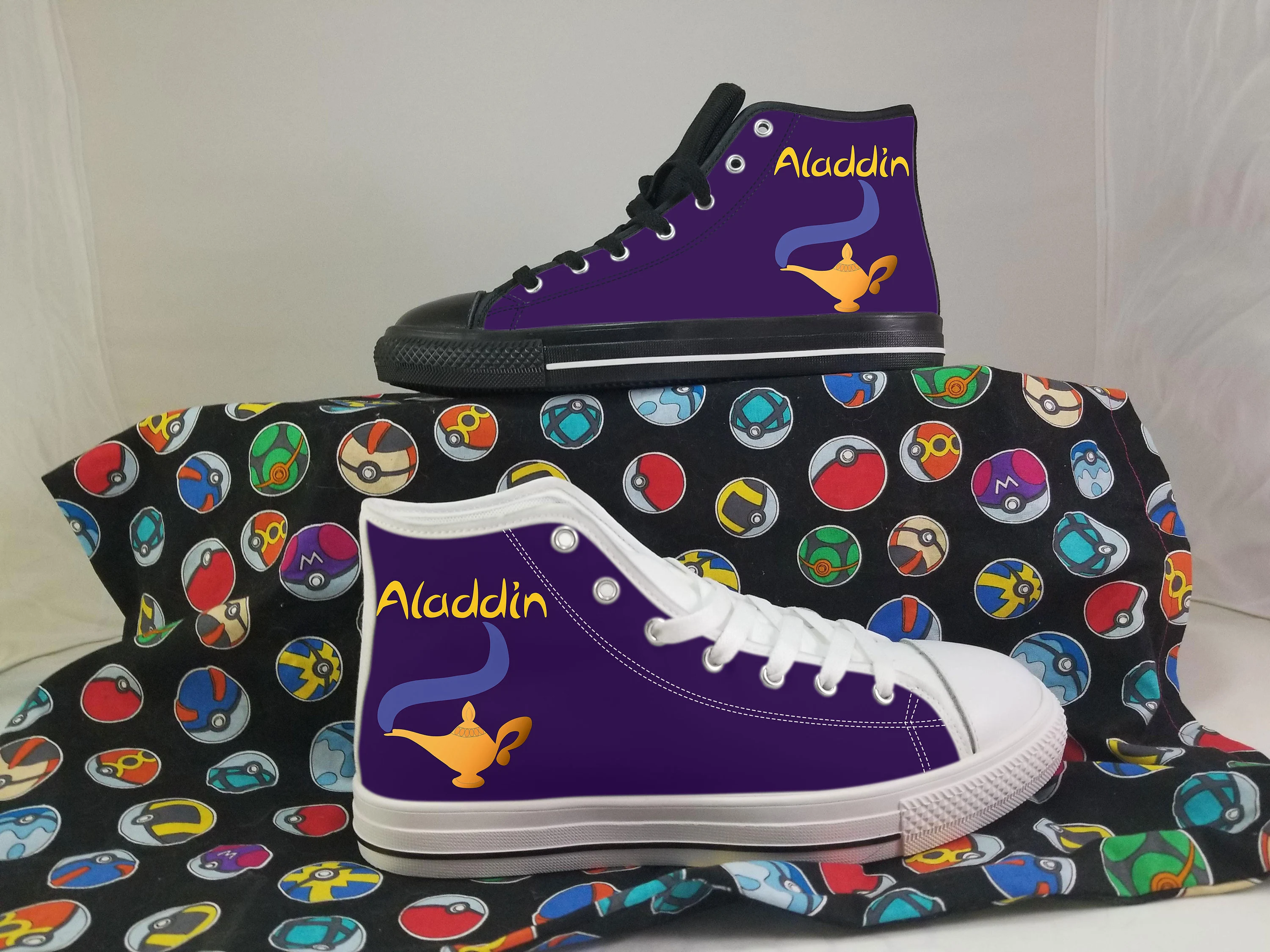 Aladdin Shoes, Aladdin Converse Style Shoes, Aladdin Magic Lamp, Women's Men's High Top Sneakers