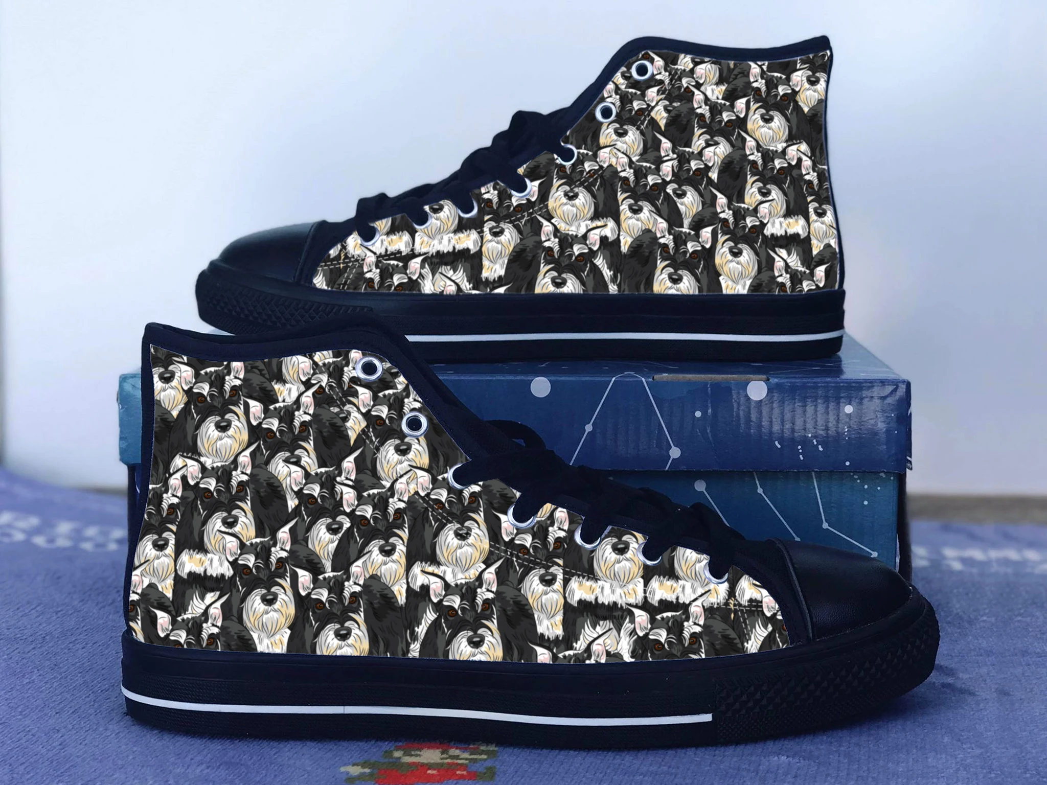 Miniature Schnauzer Shoes, Miniature Schnauzer Converse Style Shoes, Dog Lover Gift Idea, Women's Men's High Top Sneakers