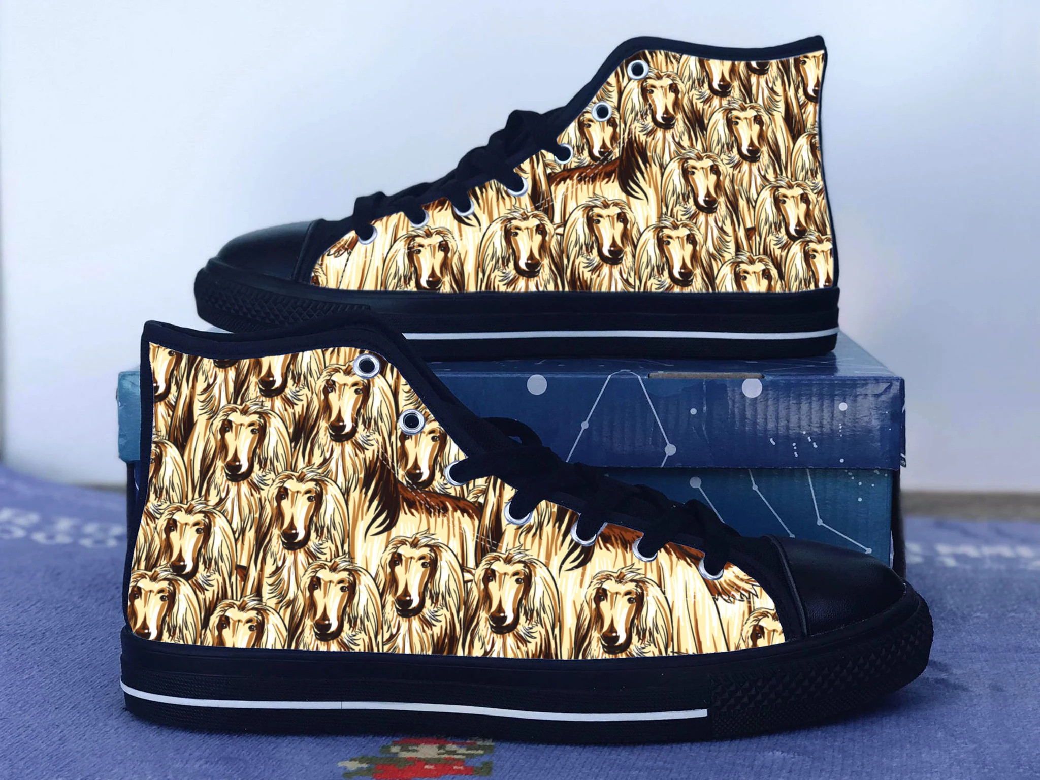 Afghan Hound Shoes, Afghan Hound Converse Style Shoes, Dog Lover Gift Idea, Women's Men's High Top Sneakers