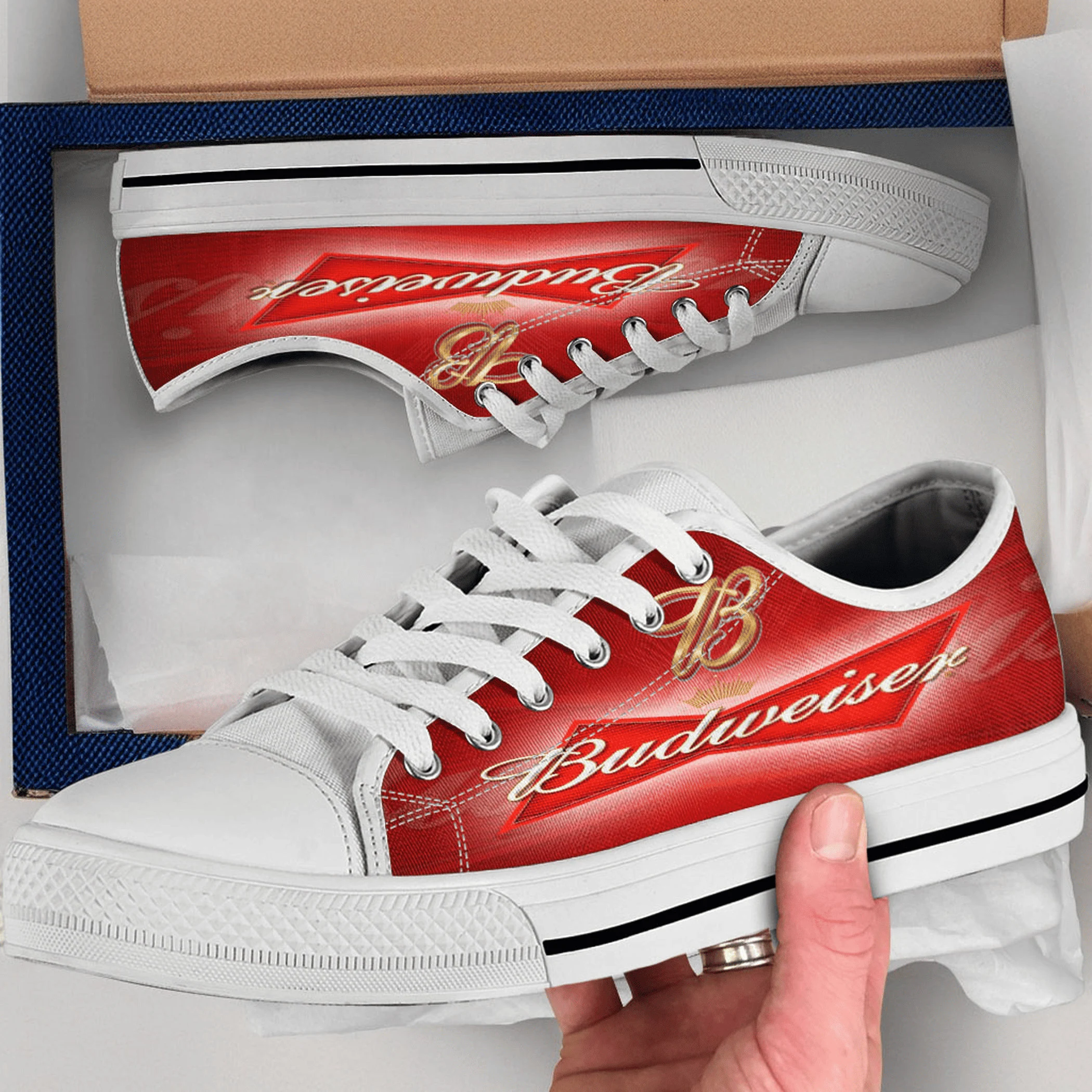 Budweiser Shoes, Budweiser Converse Style Shoes, Budweiser Gift Idea, Women's Men's High Top Sneakers