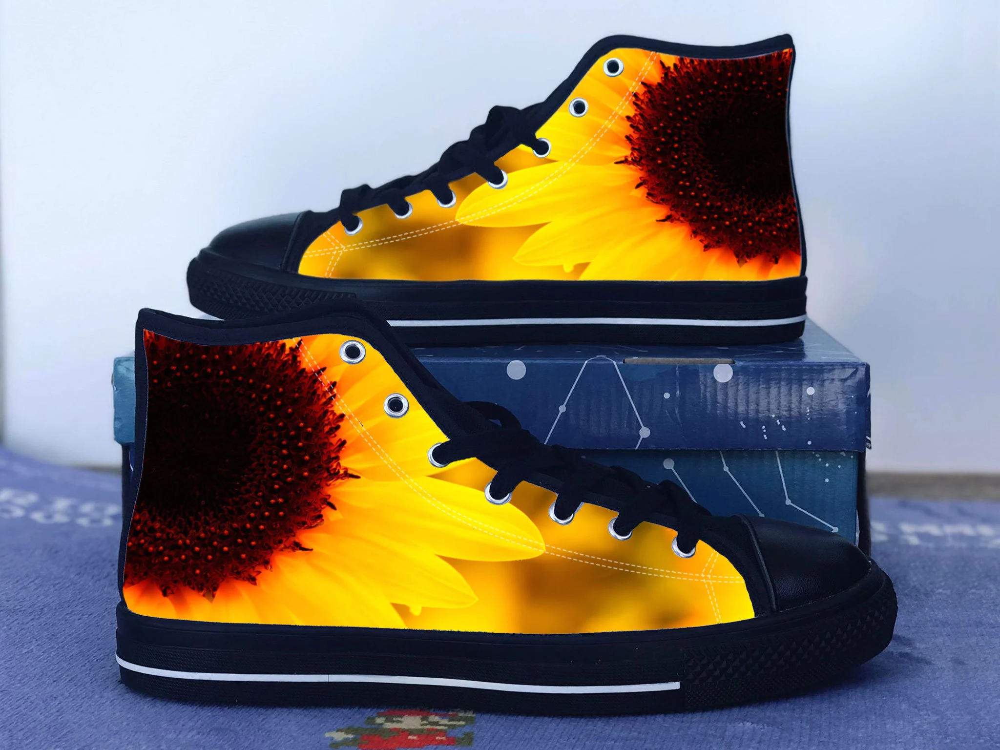 Sunflower Shoes, Sunflower  Converse Style Shoes, Flower Gift Idea, Women's Men's High Top Sneakers