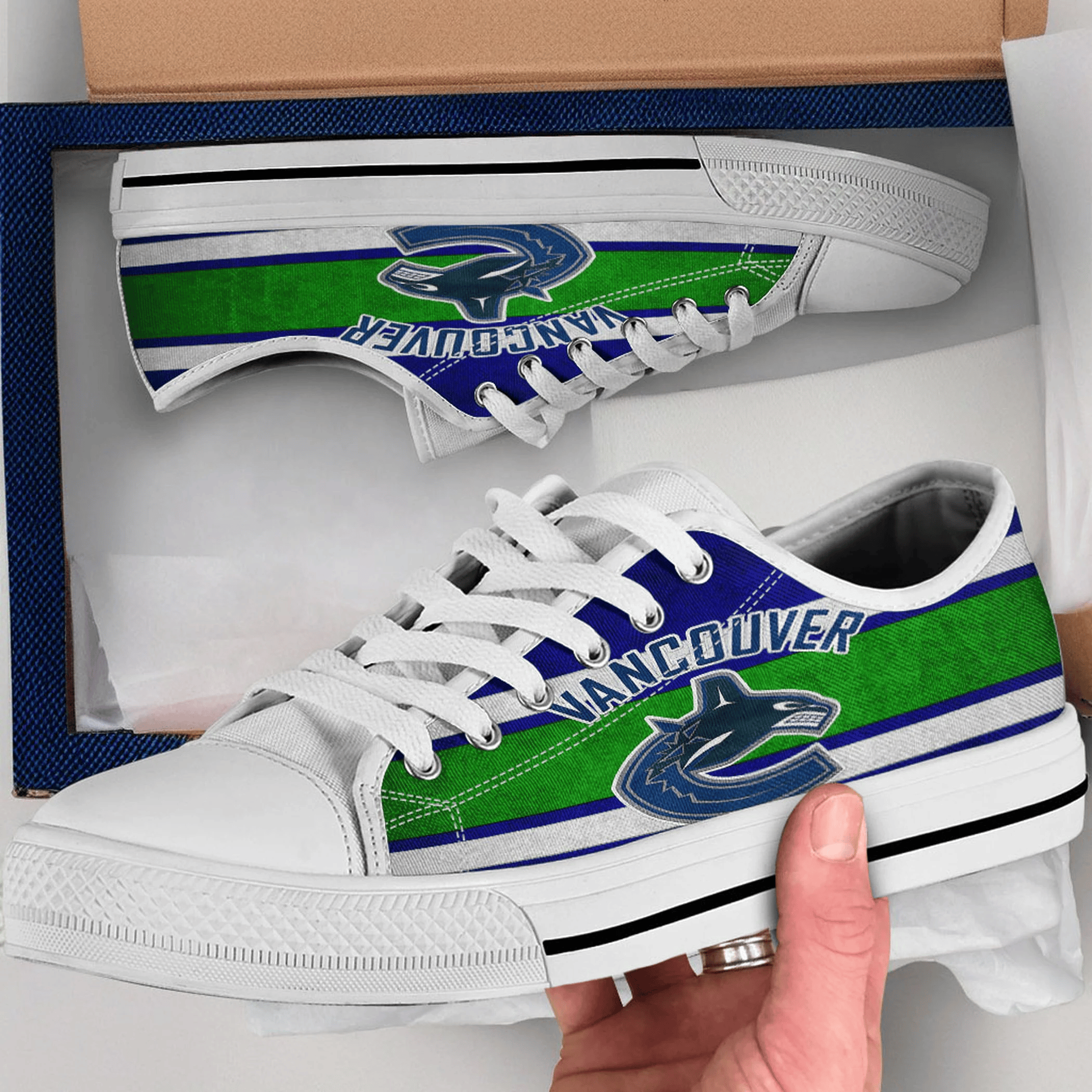 Vancouver Canucks Shoes, Vancouver Canucks Converse Style Shoes, Vancouver Canucks Fan Gift Idea, Women's Men's High Top Sneakers