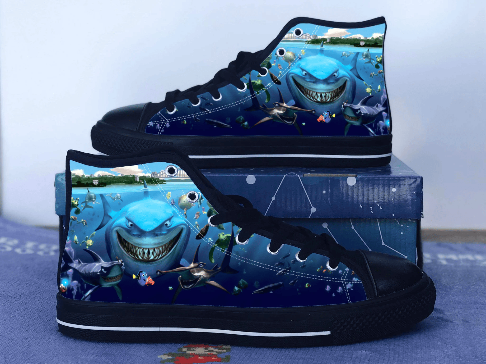 Finding Nemo Shoes, Finding Nemo Converse Style Shoes, Finding Nemo Fan Gift Idea, Women's Men's High Top Sneakers