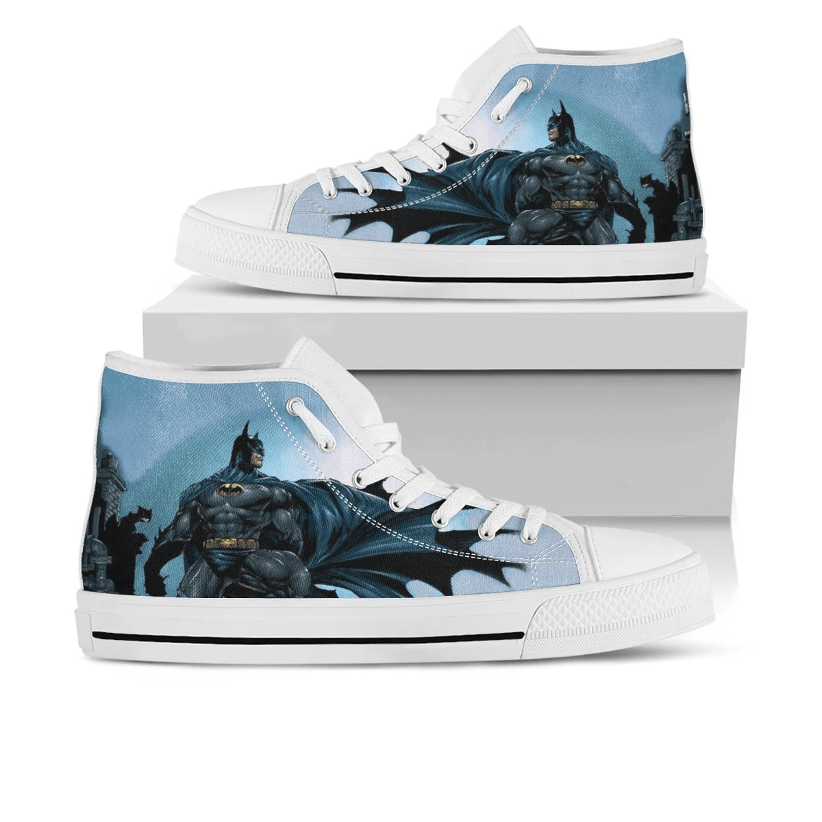 Batman Shoes, Bruce Wayne Converse Style Shoes, Comic Book Fan Gift Idea, Women's Men's High Top Sneakers