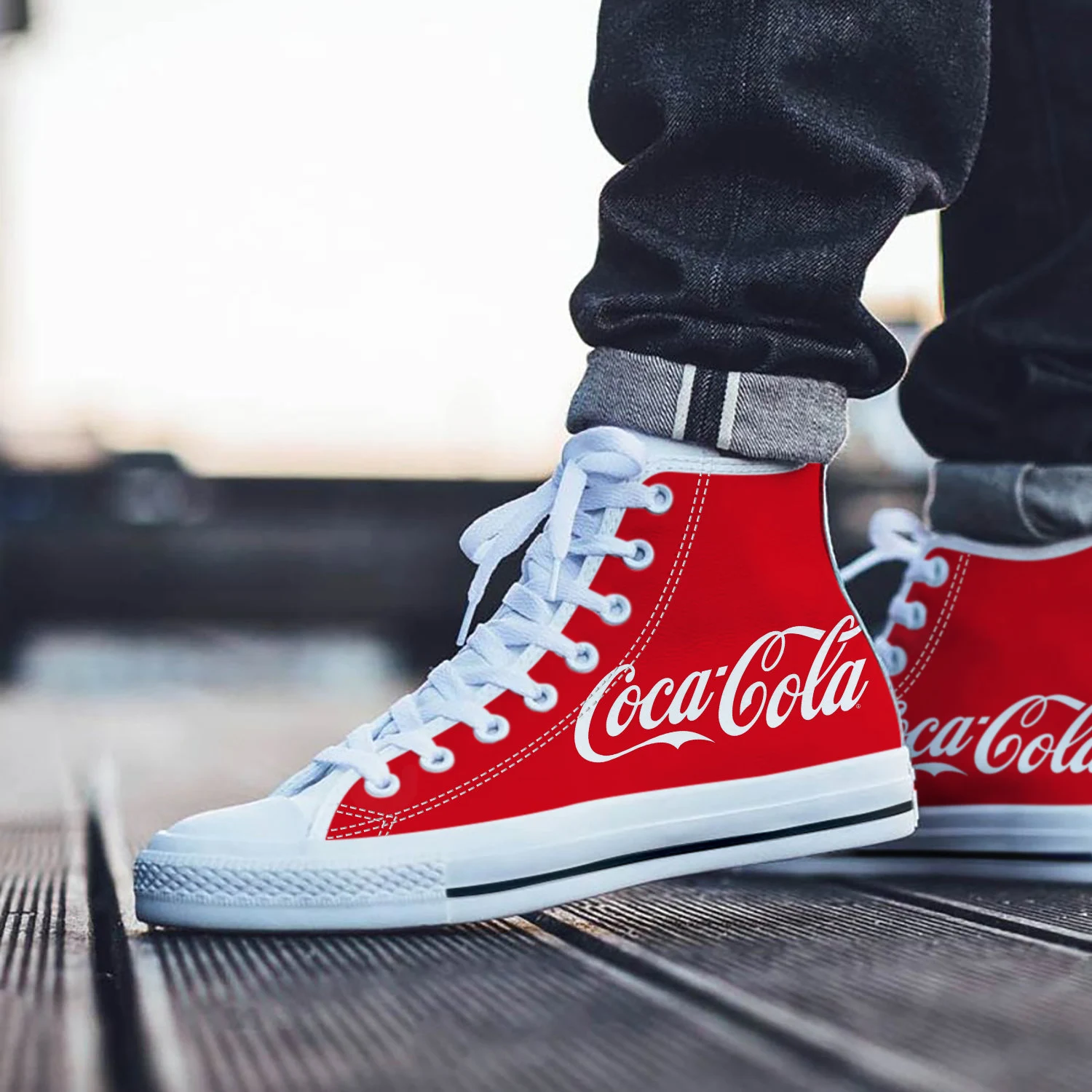 Coca Cola Shoes, Coke High Top Sneaker, Fan Converse style hightop, custom shoe, mom dad child shoe