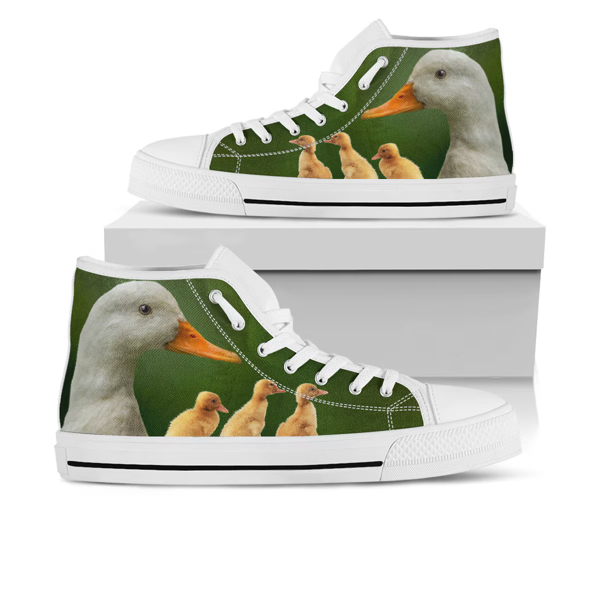 Duck Shoes, Duck High Top Sneaker, Animal Fan Converse style hightop, custom shoe, mom dad child shoe