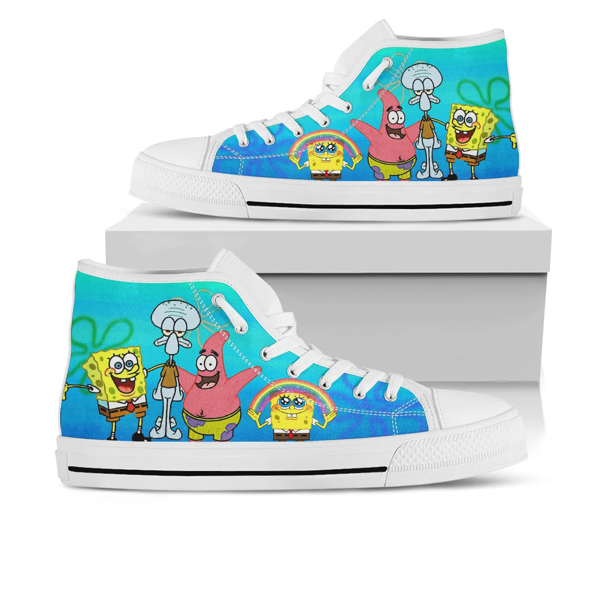 Spongebob Sqarepants Shoes, Spongebob Sqarepants High Top Sneaker, Cartoon Fan Converse style hightop, custom shoe, mom dad child shoe