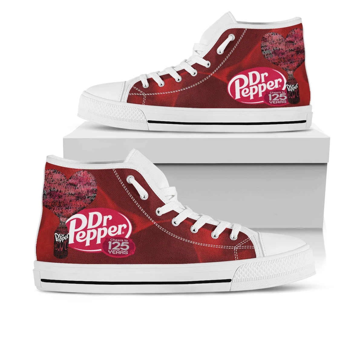 Dr. Pepper Shoes, Dr. Pepper High Top Sneaker, Soda Pop Fan Converse style hightop, custom shoe, mom dad child shoe